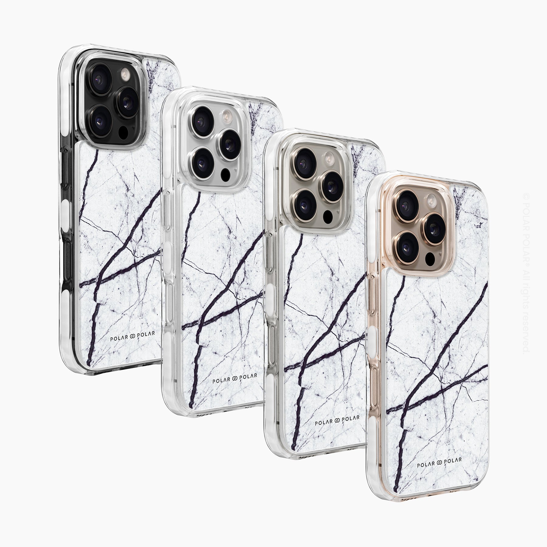 經典白色雲石紋 - iPhone 16 Pro Max 透明邊防摔 MagSafe 手機殼