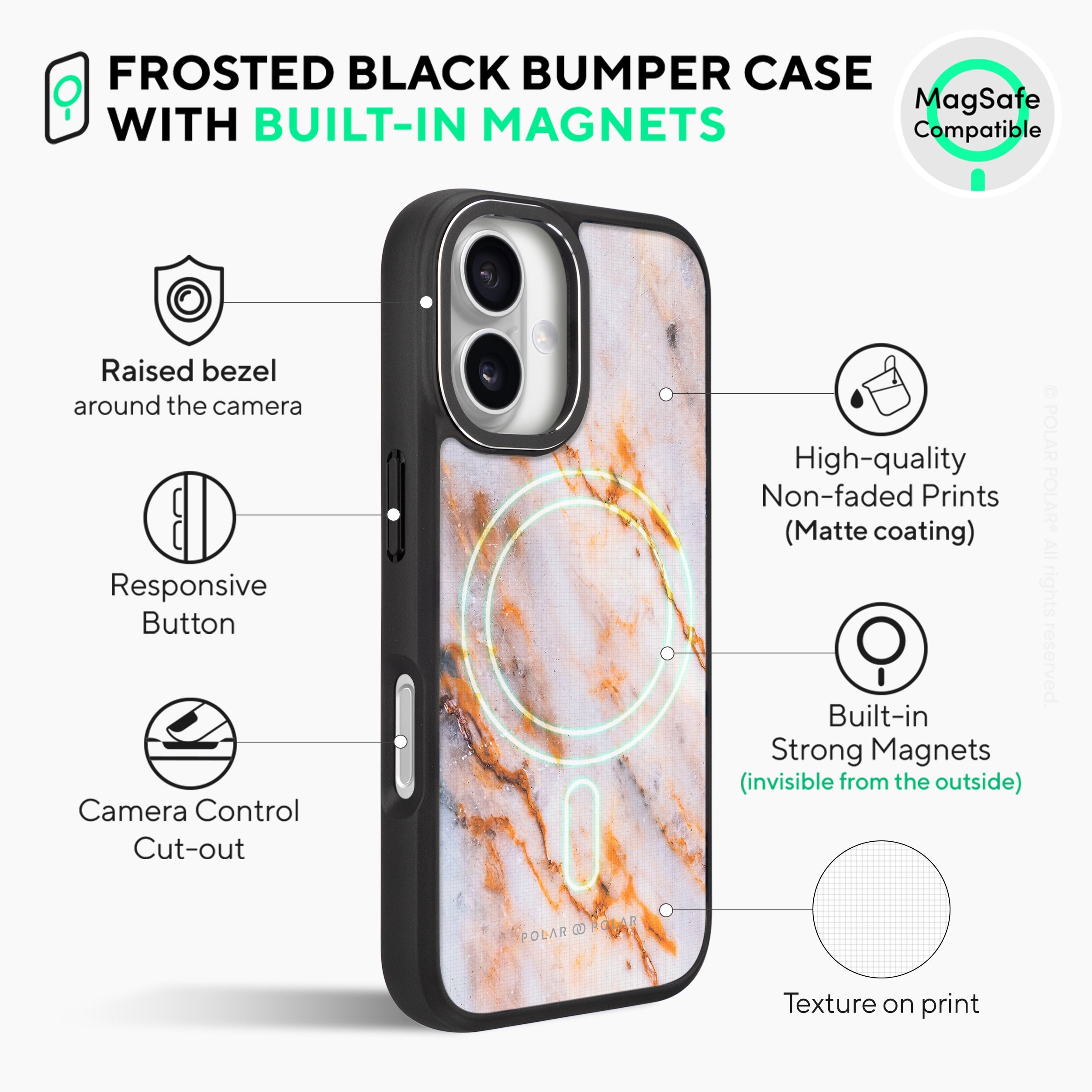 Coffee Cream - iPhone 16 Frosted Black Bumper MagSafe Case