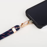 Dark Blue Red Dot Crossbody Phone Strap with Card