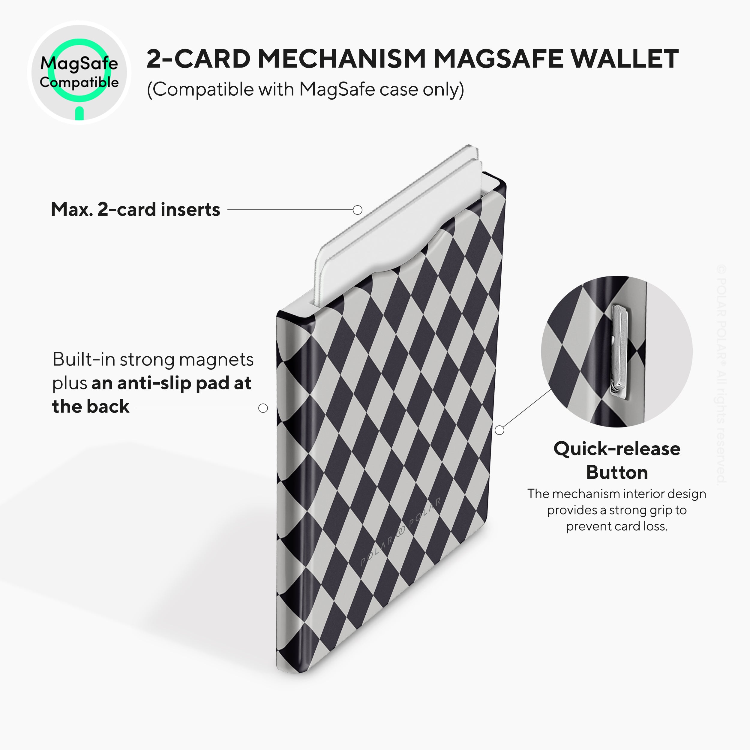 Diamond Black Checker MagSafe Wallet