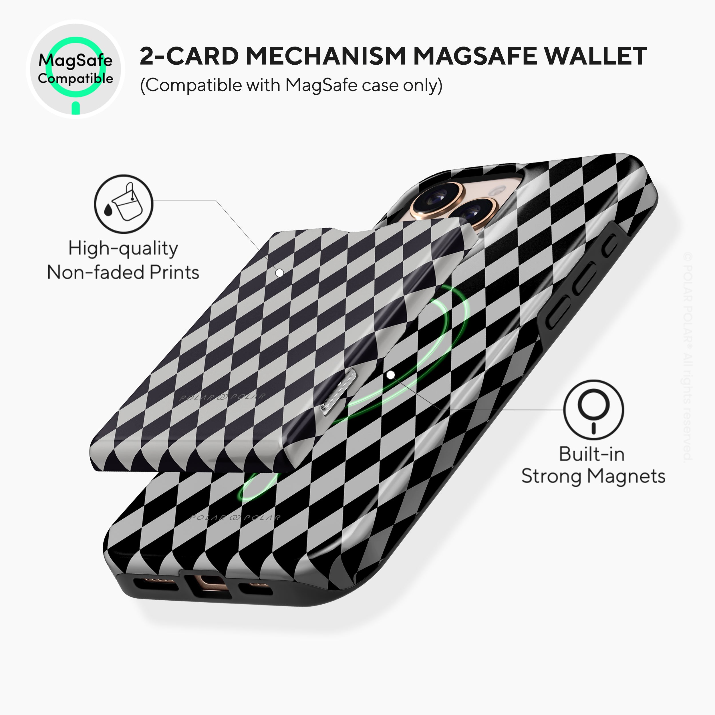 Diamond Black Checker MagSafe Wallet