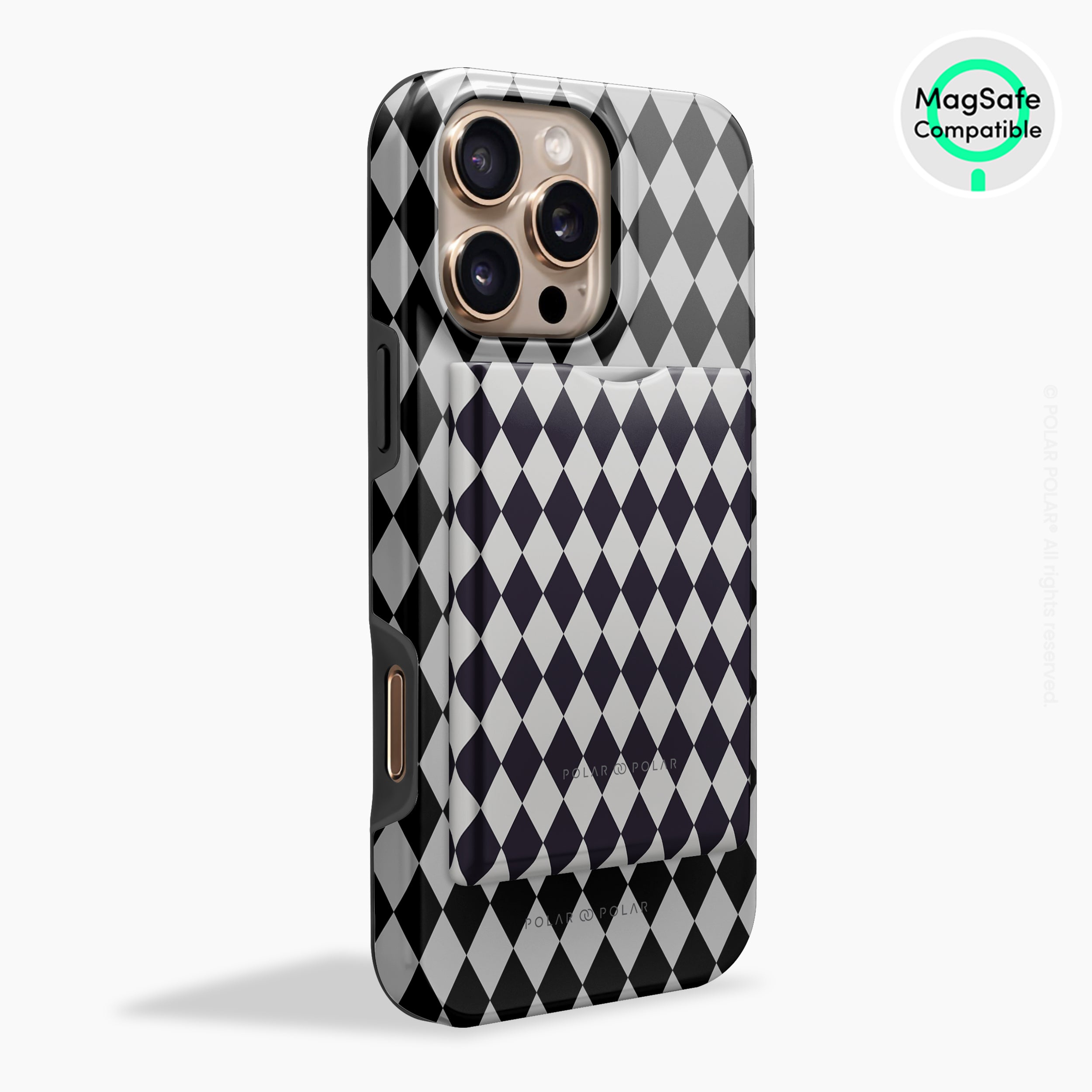 Diamond Black Checker MagSafe Wallet