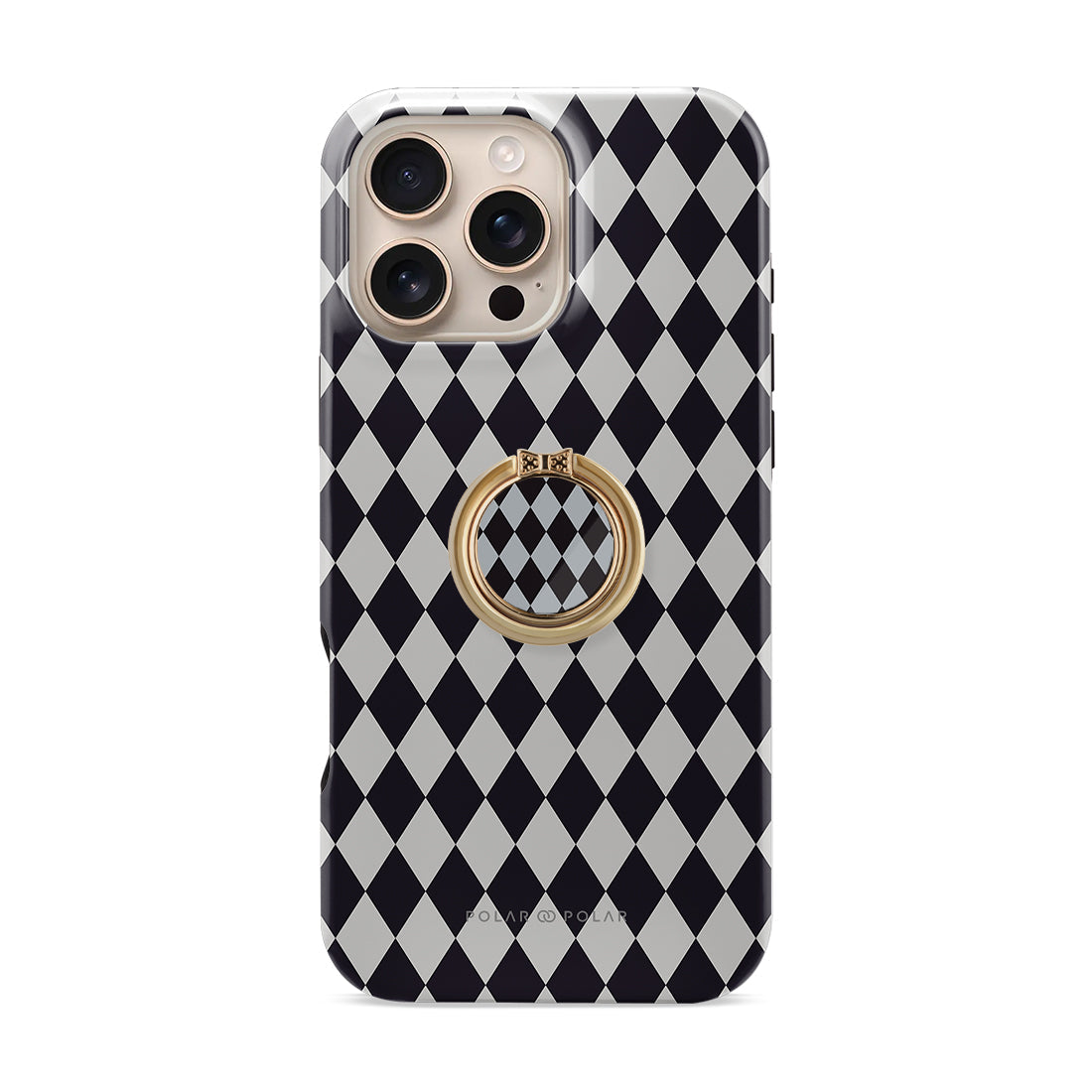 Diamond Black Checker Adhesive Phone Ring Holder