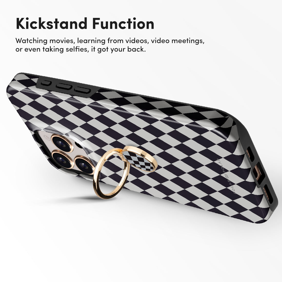 Diamond Black Checker Adhesive Phone Ring Holder
