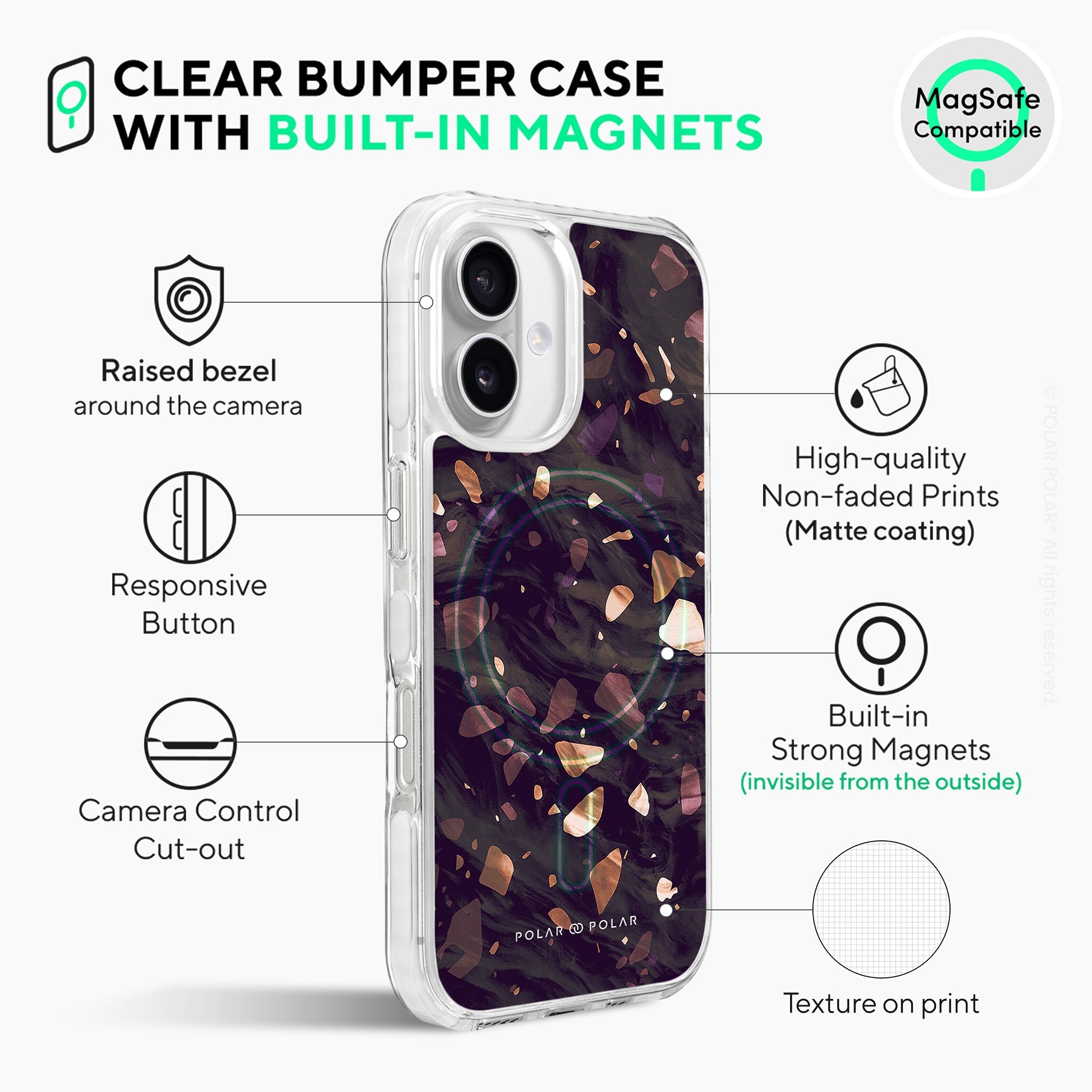 Eminence Terrazzo Gem - iPhone 16 Plus Clear Bumper MagSafe Case