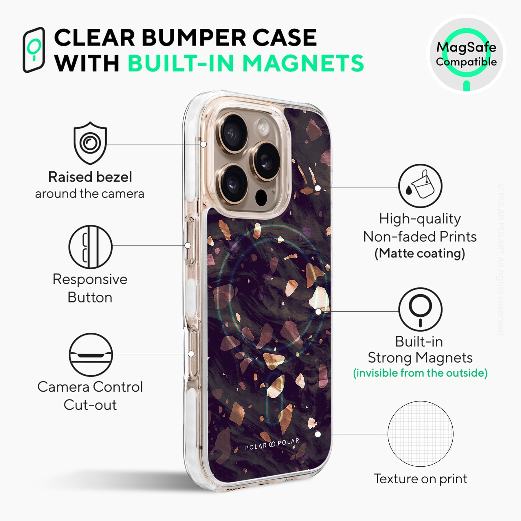 Eminence Terrazzo Gem - iPhone 16 Pro Max Clear Bumper MagSafe Case