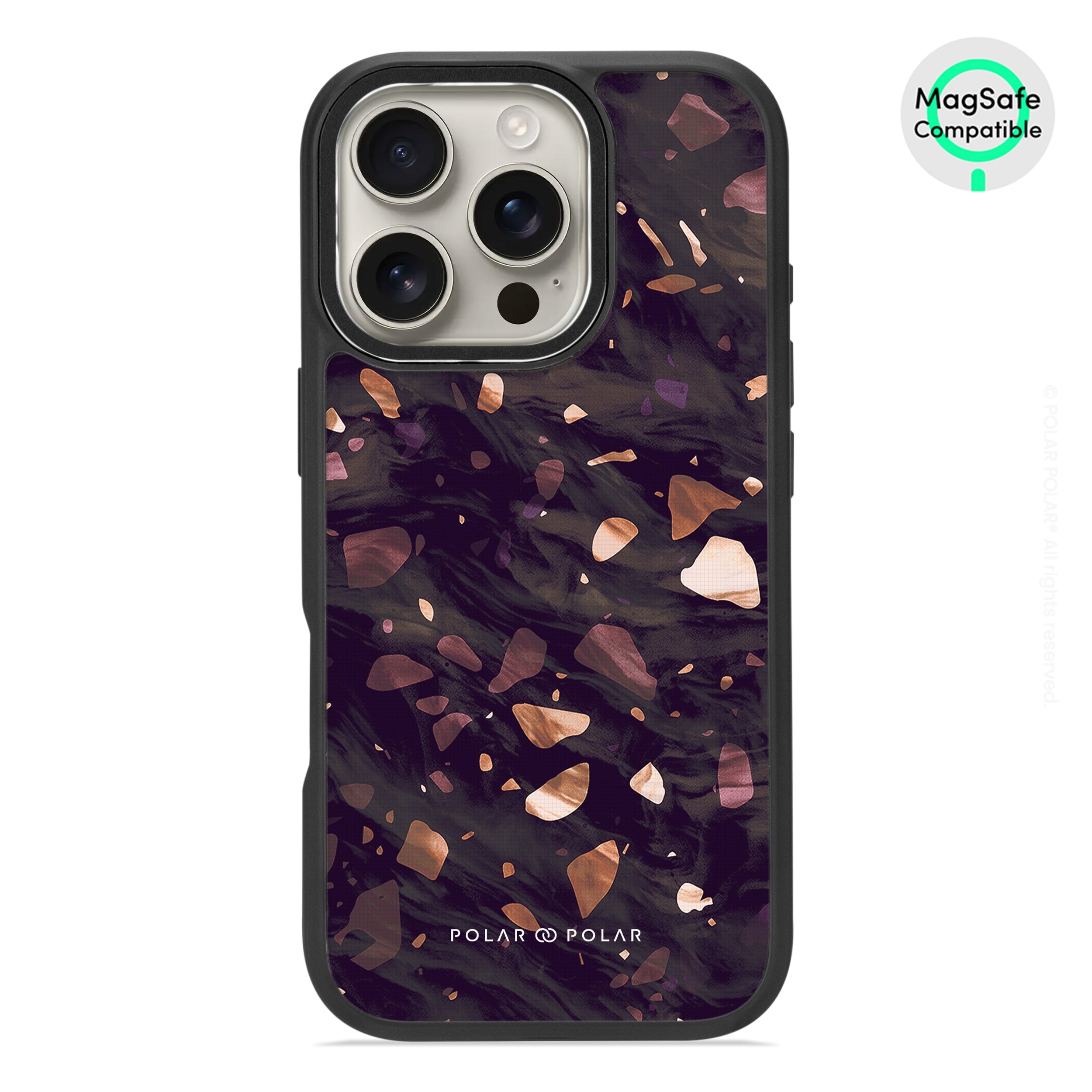 Eminence Terrazzo Gem - iPhone 16 Pro Frosted Black Bumper MagSafe Case