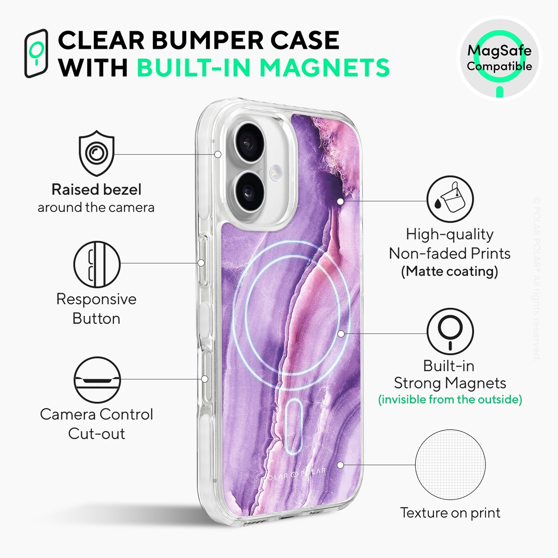 French Violet - iPhone 16 Plus Clear Bumper MagSafe Case