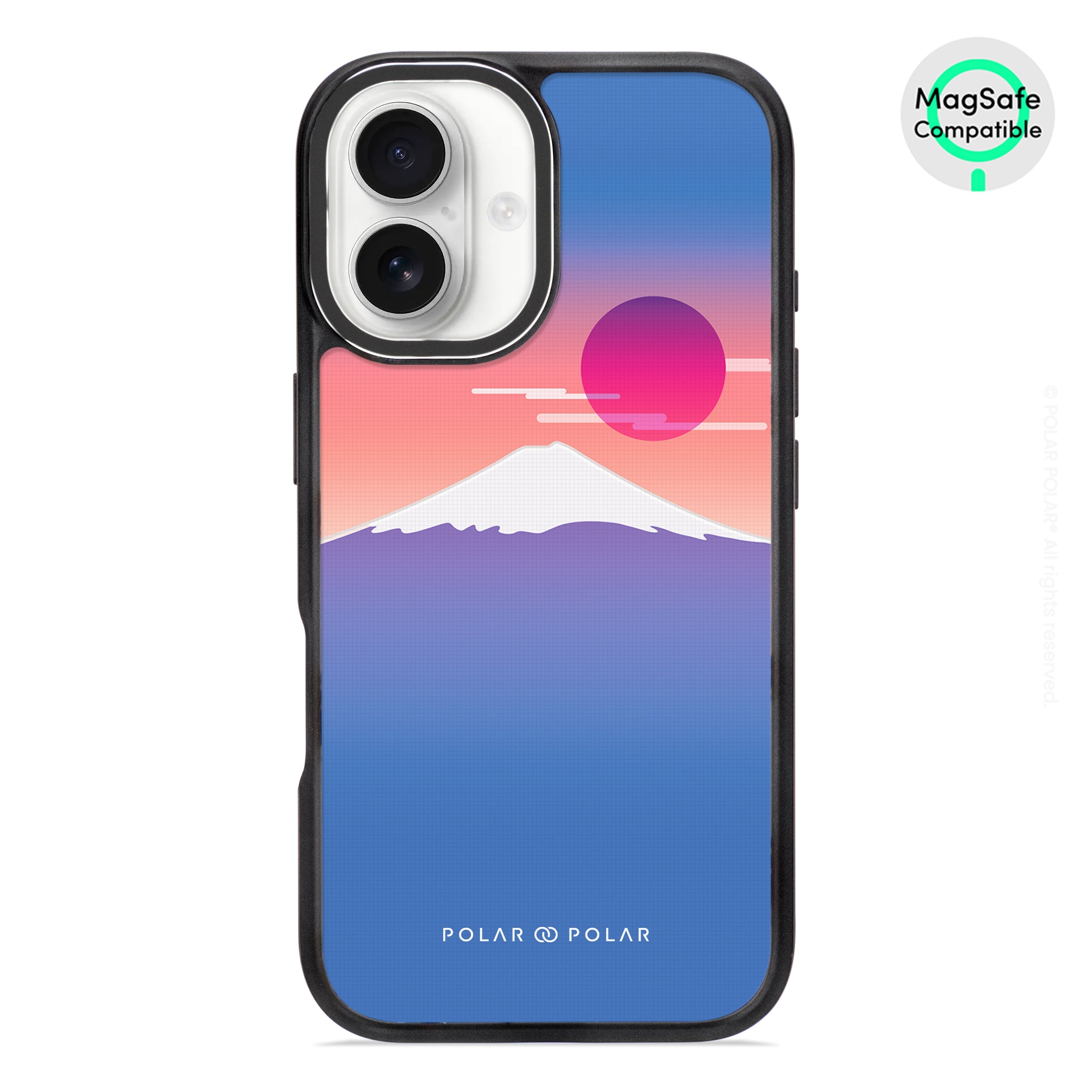 Fujisan Blue - iPhone 16 Frosted Black Bumper MagSafe Case