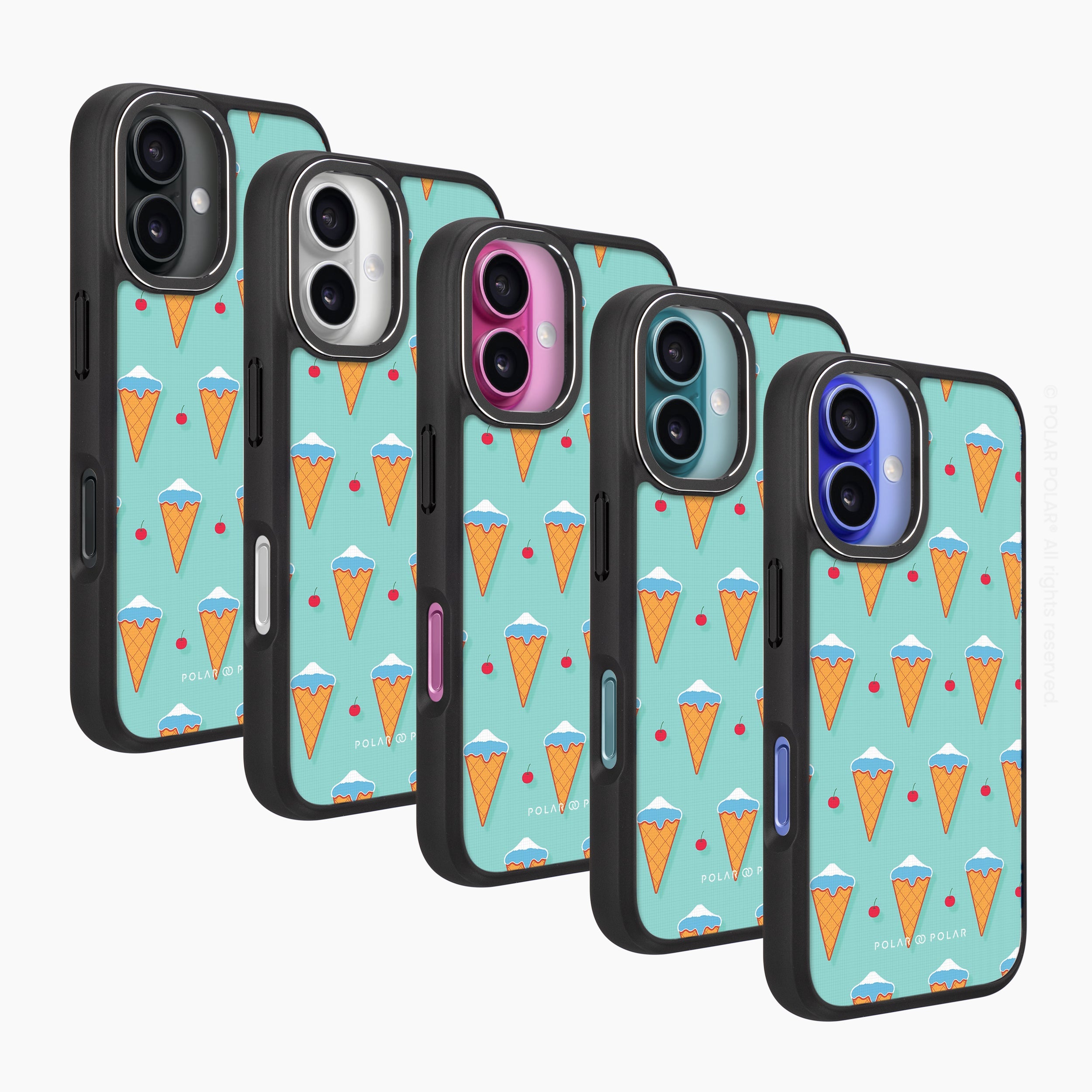 Fujisan Lake Blue Ice Cream - iPhone 16 Frosted Black Bumper MagSafe Case