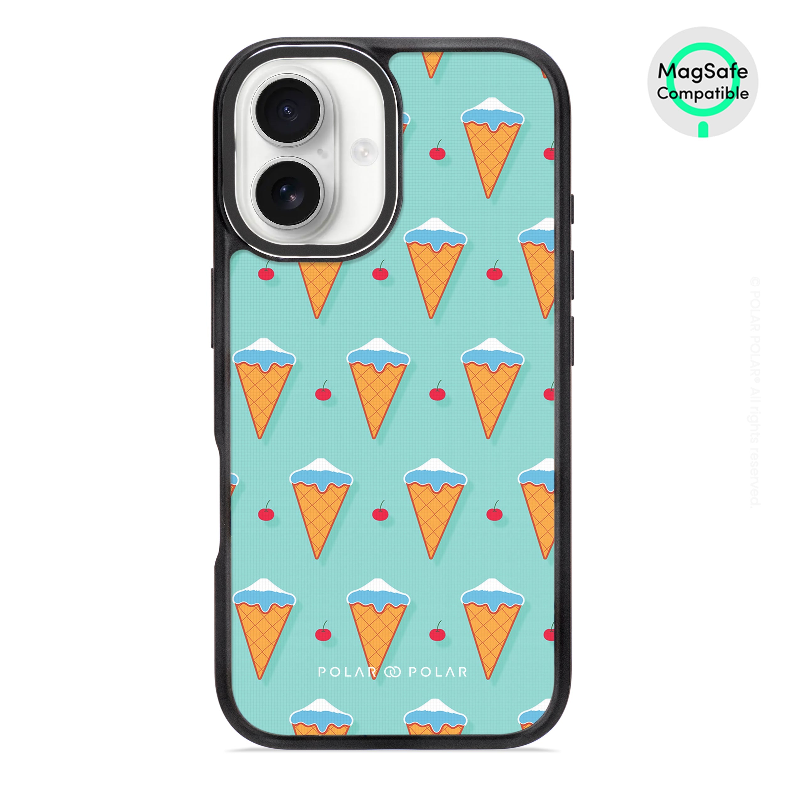 Fujisan Lake Blue Ice Cream - iPhone 16 Frosted Black Bumper MagSafe Case