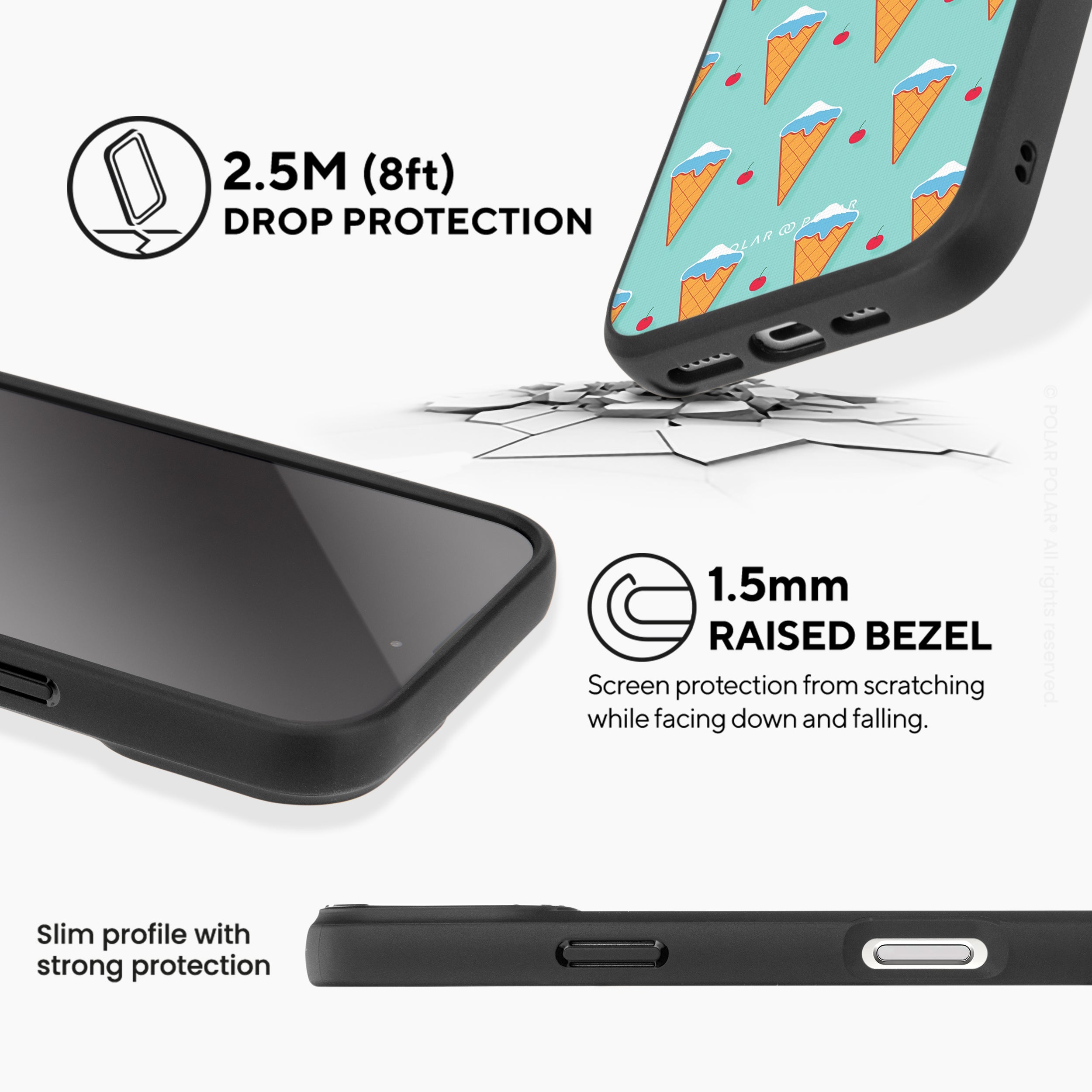 Fujisan Lake Blue Ice Cream - iPhone 16 Frosted Black Bumper MagSafe Case