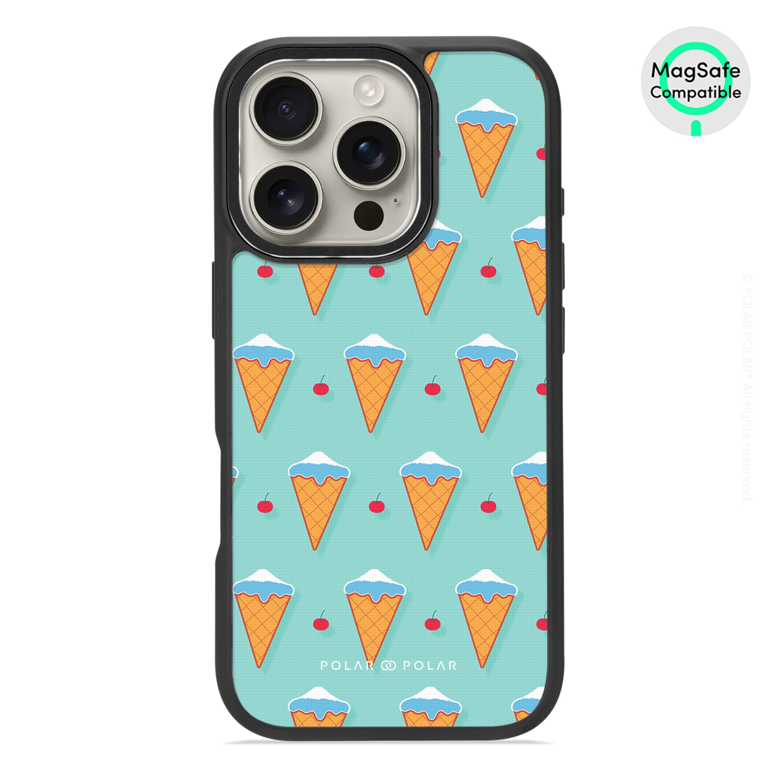 Fujisan Lake Blue Ice Cream - iPhone 16 Pro Frosted Black Bumper MagSafe Case