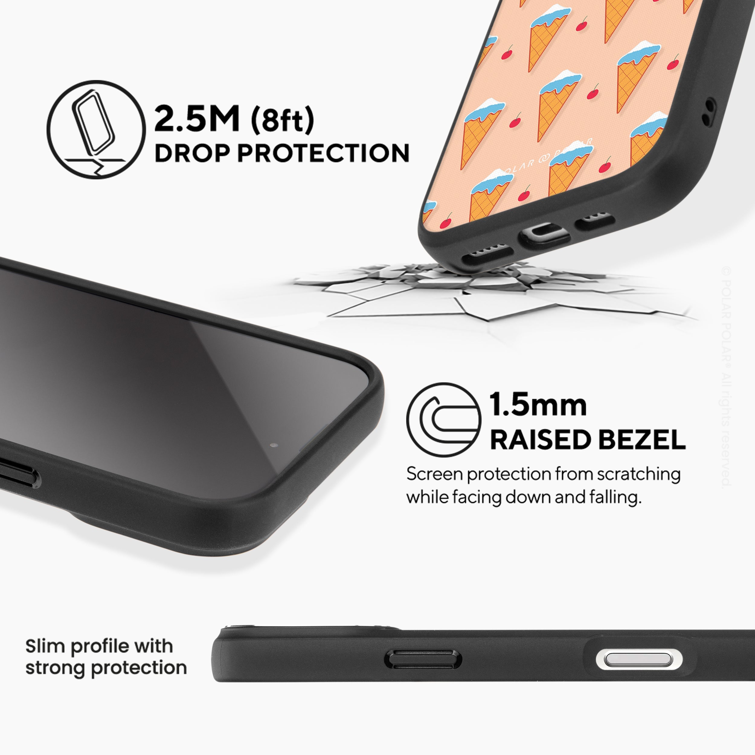 Fujisan Peach Ice Cream - iPhone 16 Plus Frosted Black Bumper MagSafe Case