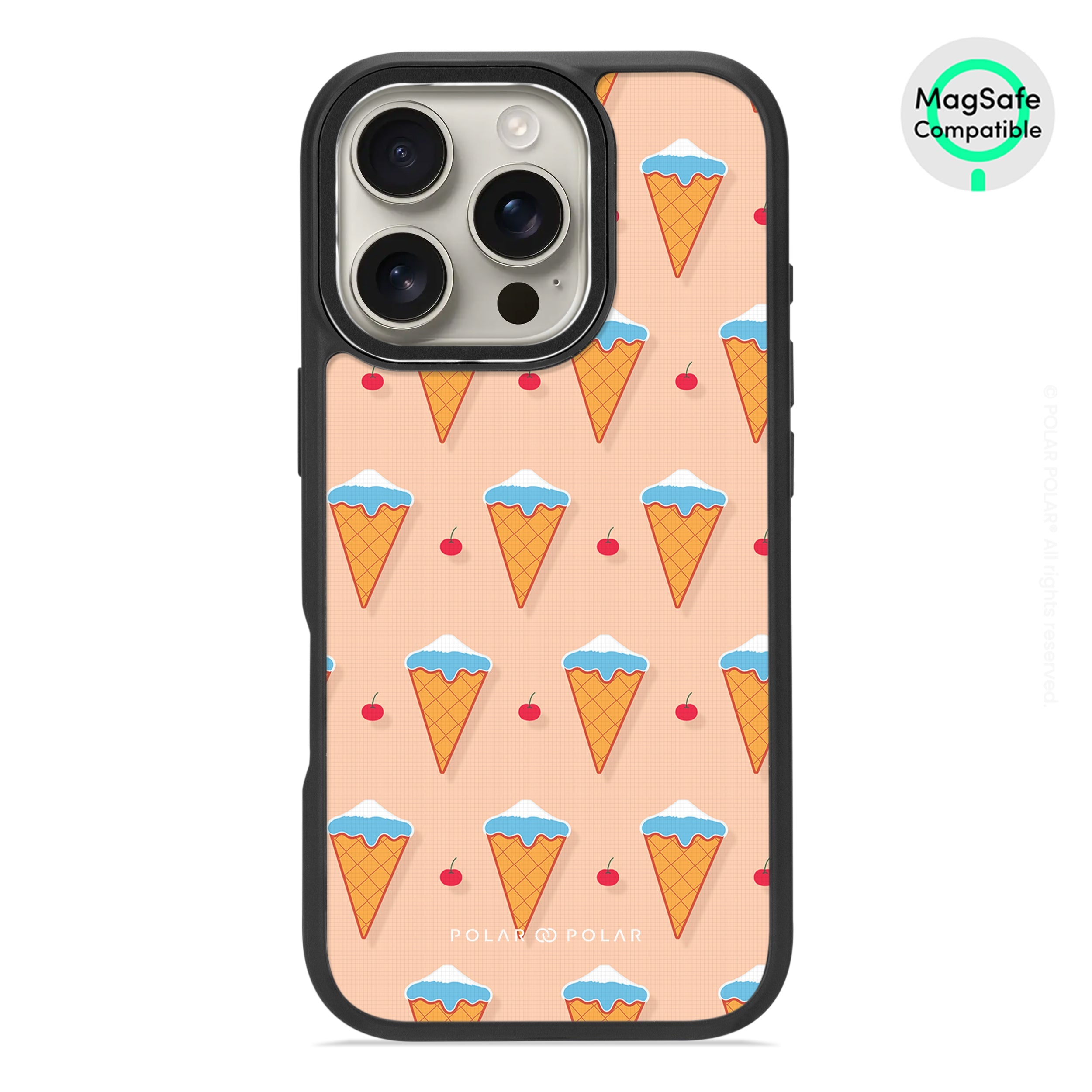 Fujisan Peach Ice Cream - iPhone 16 Pro Frosted Black Bumper MagSafe Case