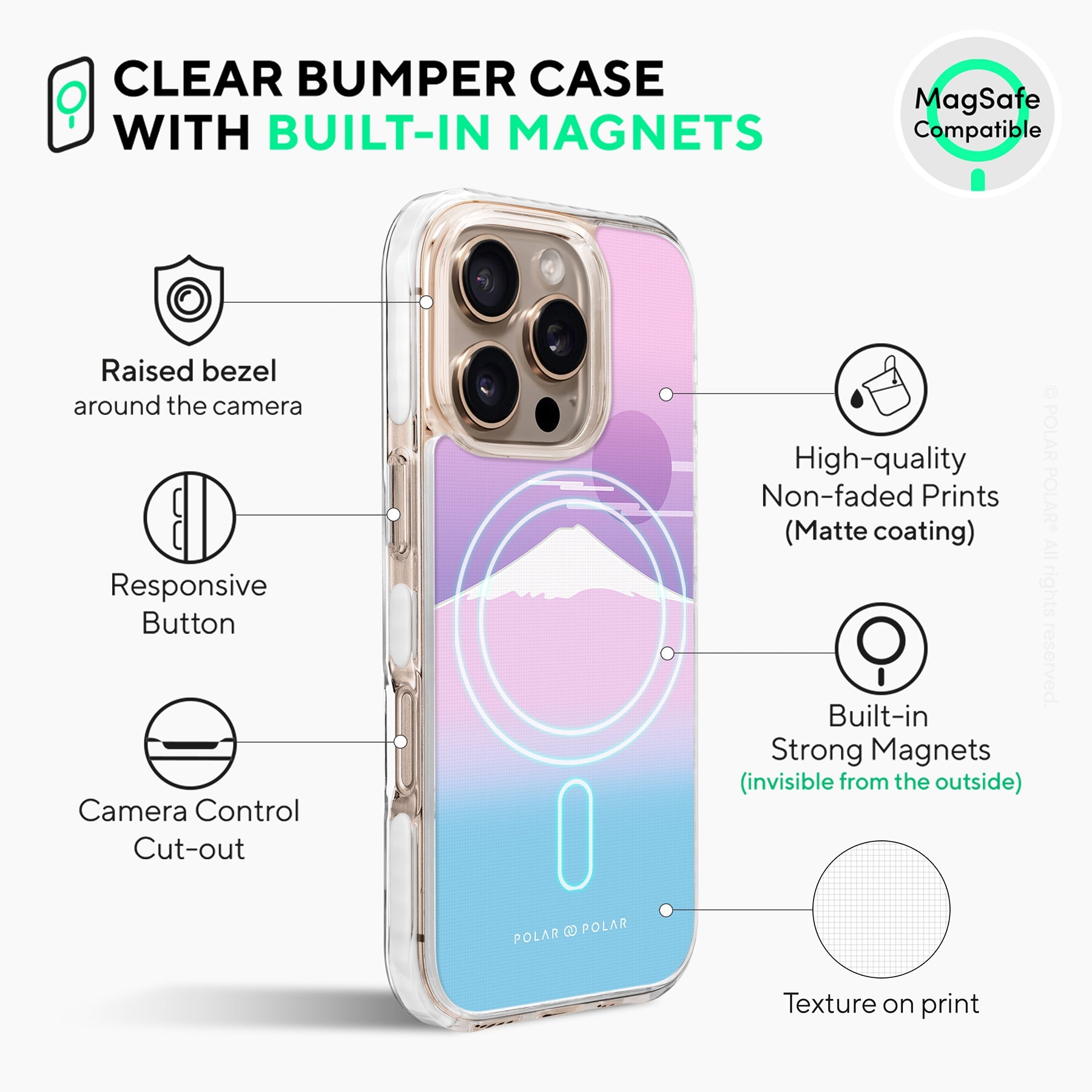 Fujisan Romance - iPhone 16 Pro Max Clear Bumper MagSafe Case