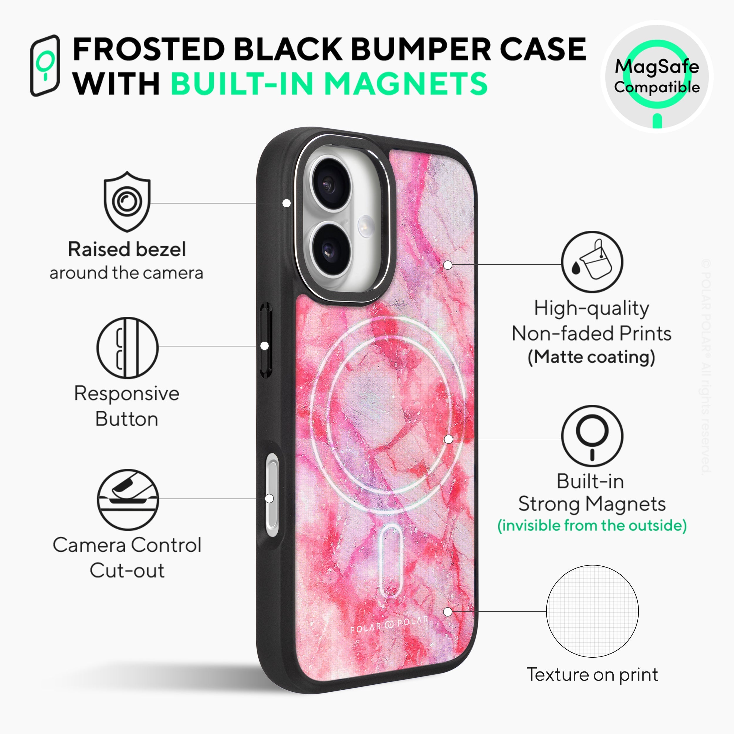 Gloaming Island - iPhone 16 Frosted Black Bumper MagSafe Case