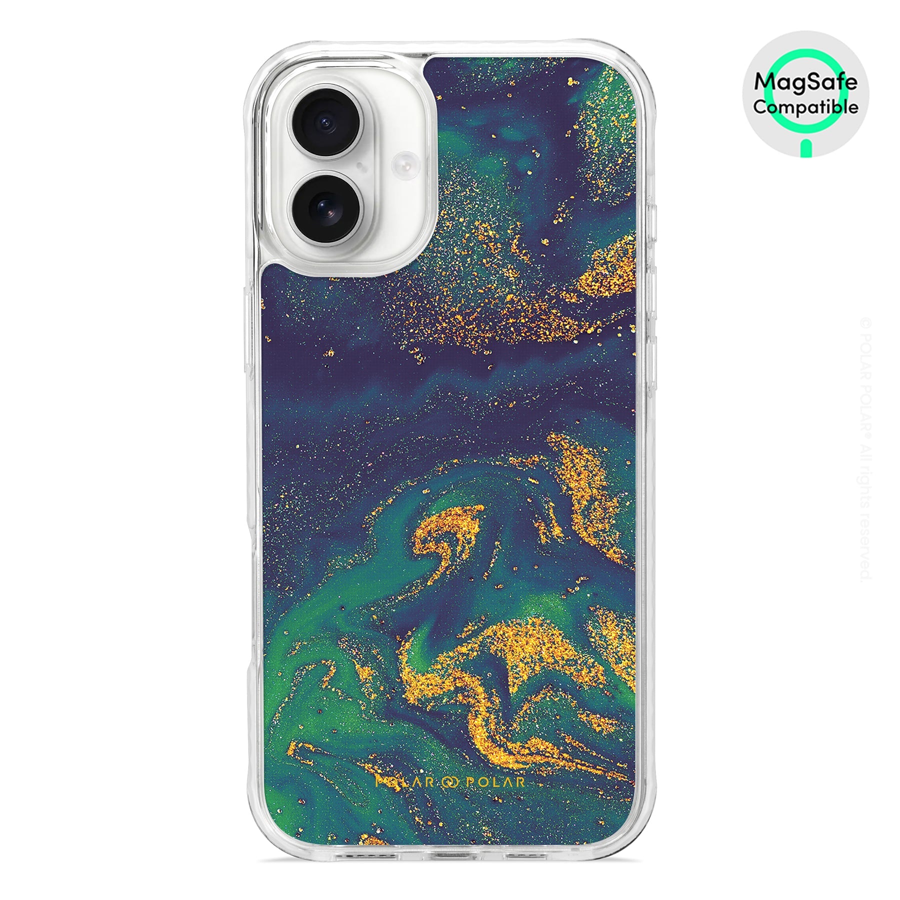 Green Night Quicksand - iPhone 16 Plus Clear Bumper MagSafe Case