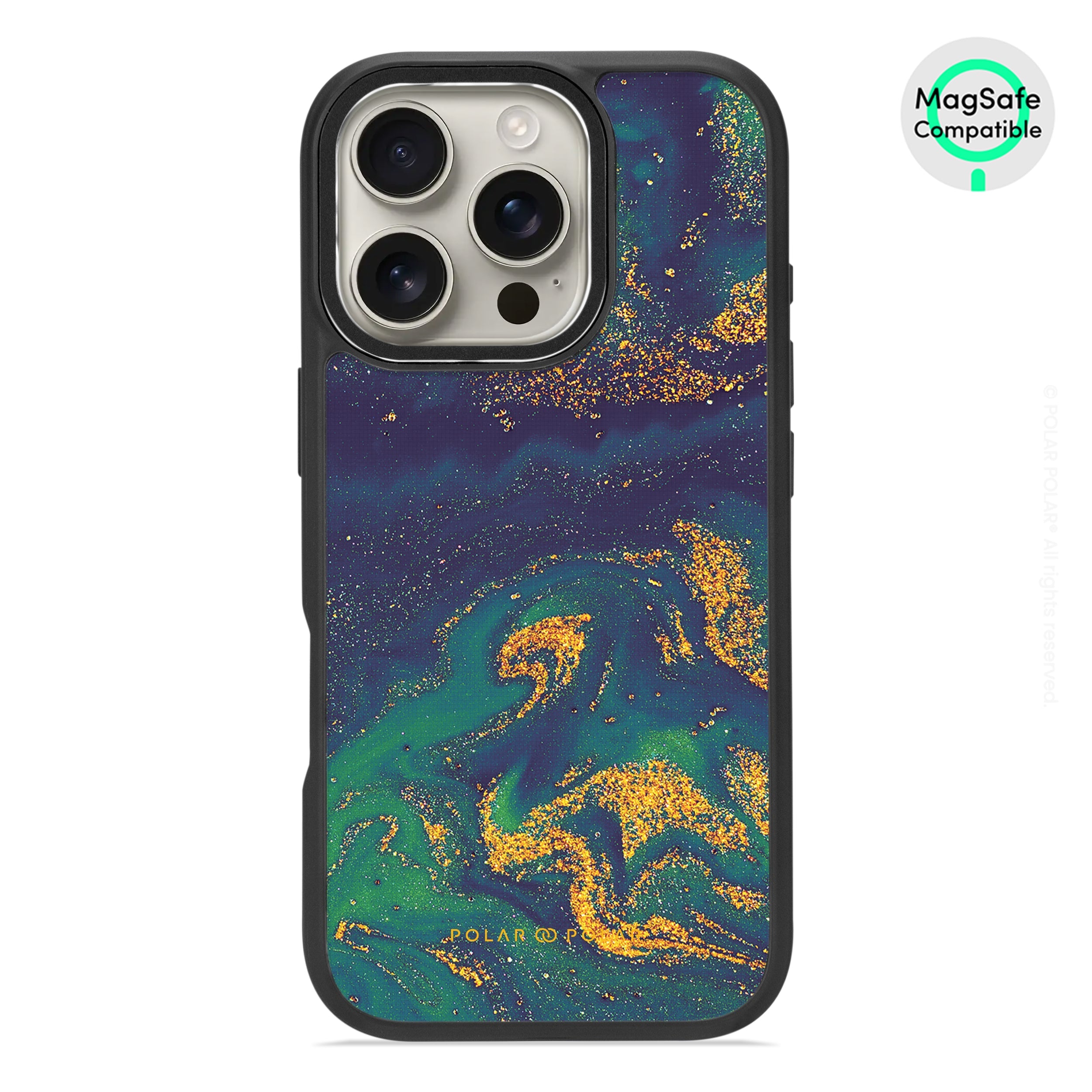 Green Night Quicksand - iPhone 16 Pro Frosted Black Bumper MagSafe Case