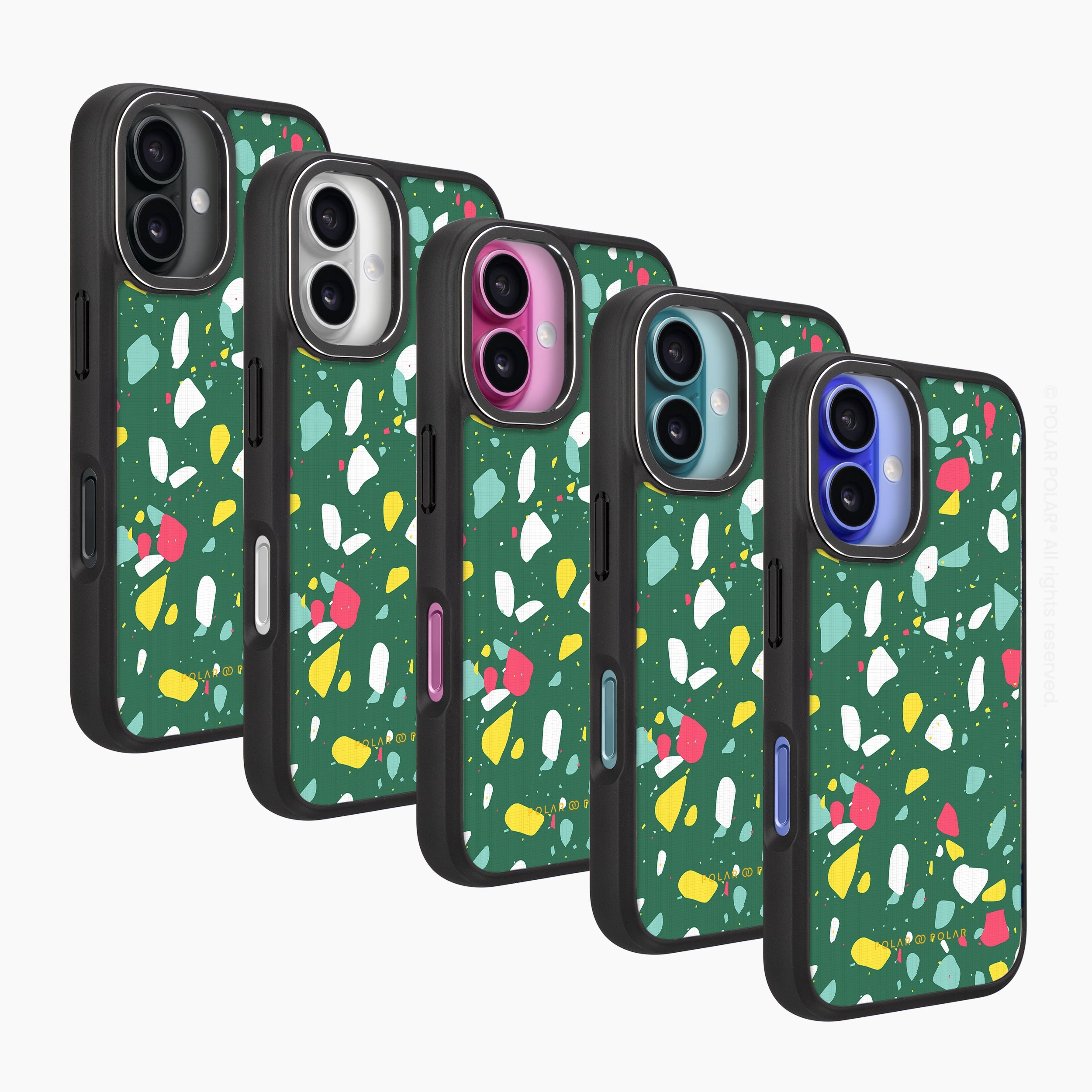 Greenfield Terrazzo - iPhone 16 Frosted Black Bumper MagSafe Case