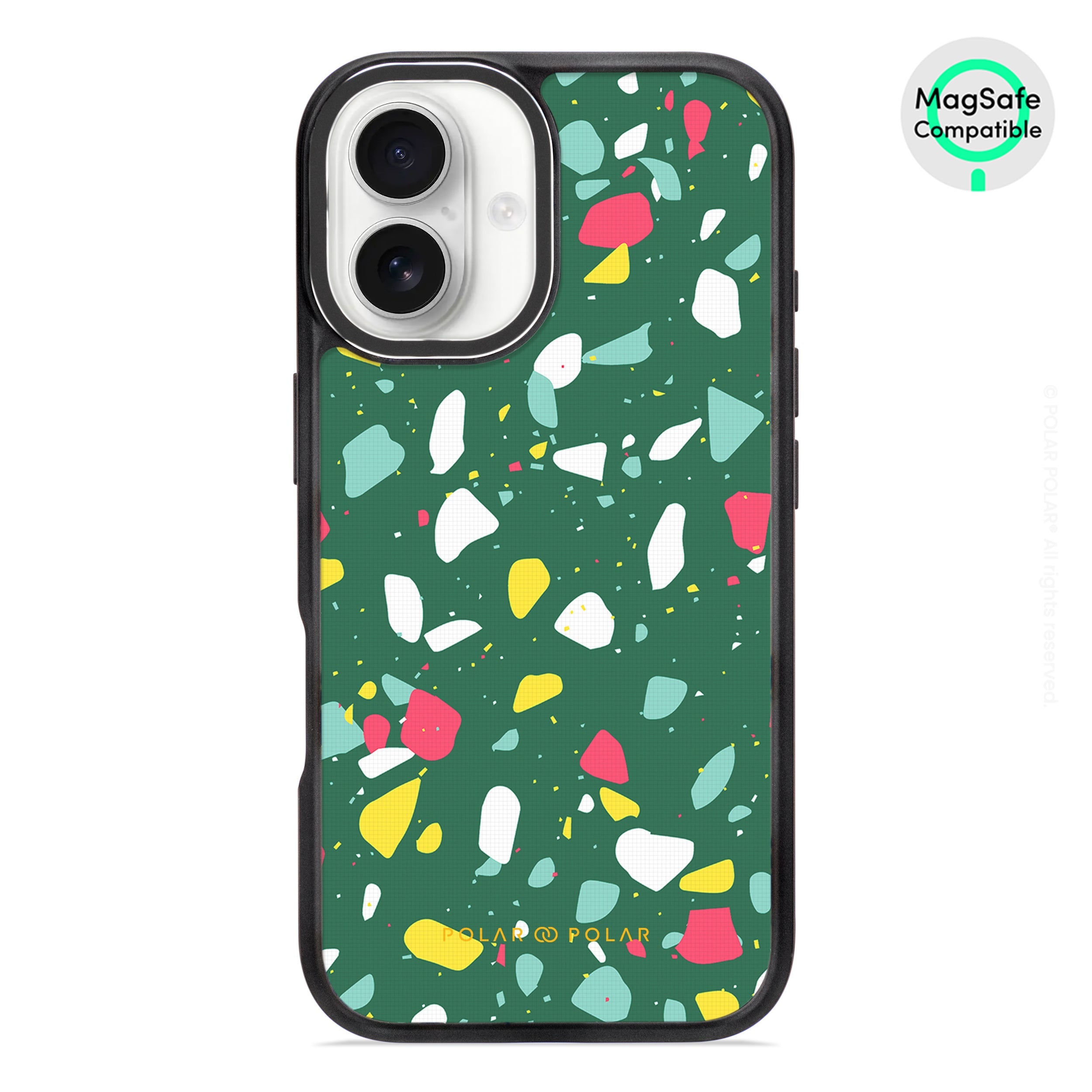 Greenfield Terrazzo - iPhone 16 Frosted Black Bumper MagSafe Case