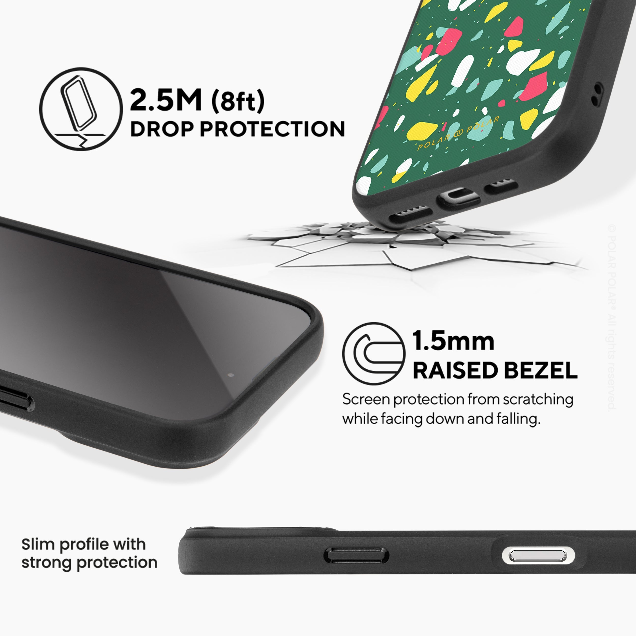 Greenfield Terrazzo - iPhone 16 Plus Frosted Black Bumper MagSafe Case