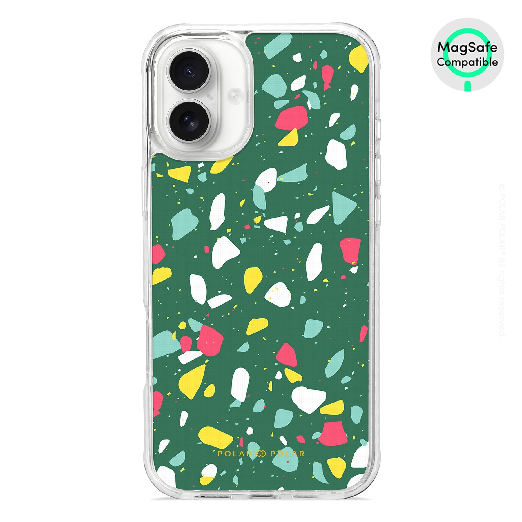 Greenfield Terrazzo - iPhone 16 Plus Clear Bumper MagSafe Case
