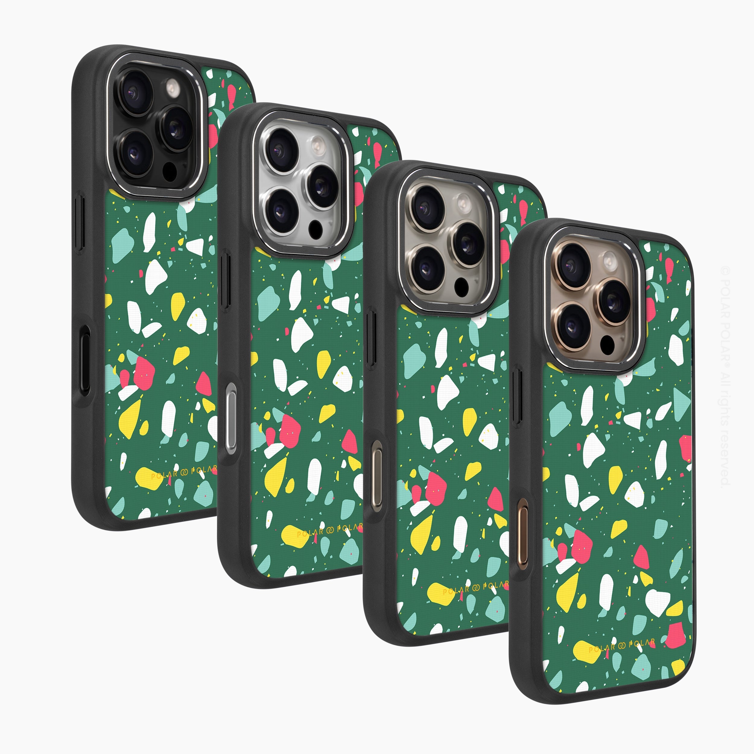 Greenfield Terrazzo - iPhone 16 Pro Frosted Black Bumper MagSafe Case
