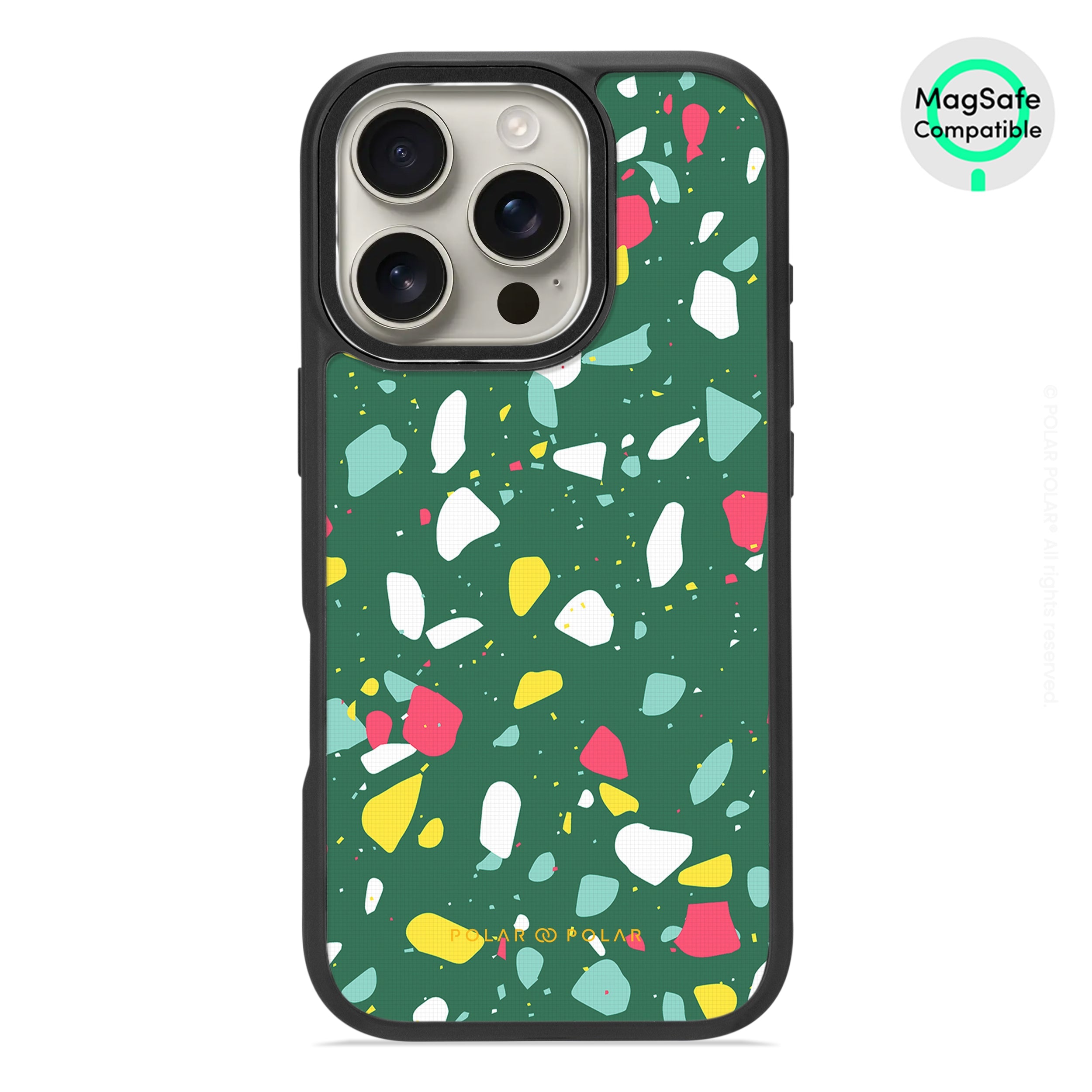 Greenfield Terrazzo - iPhone 16 Pro Frosted Black Bumper MagSafe Case