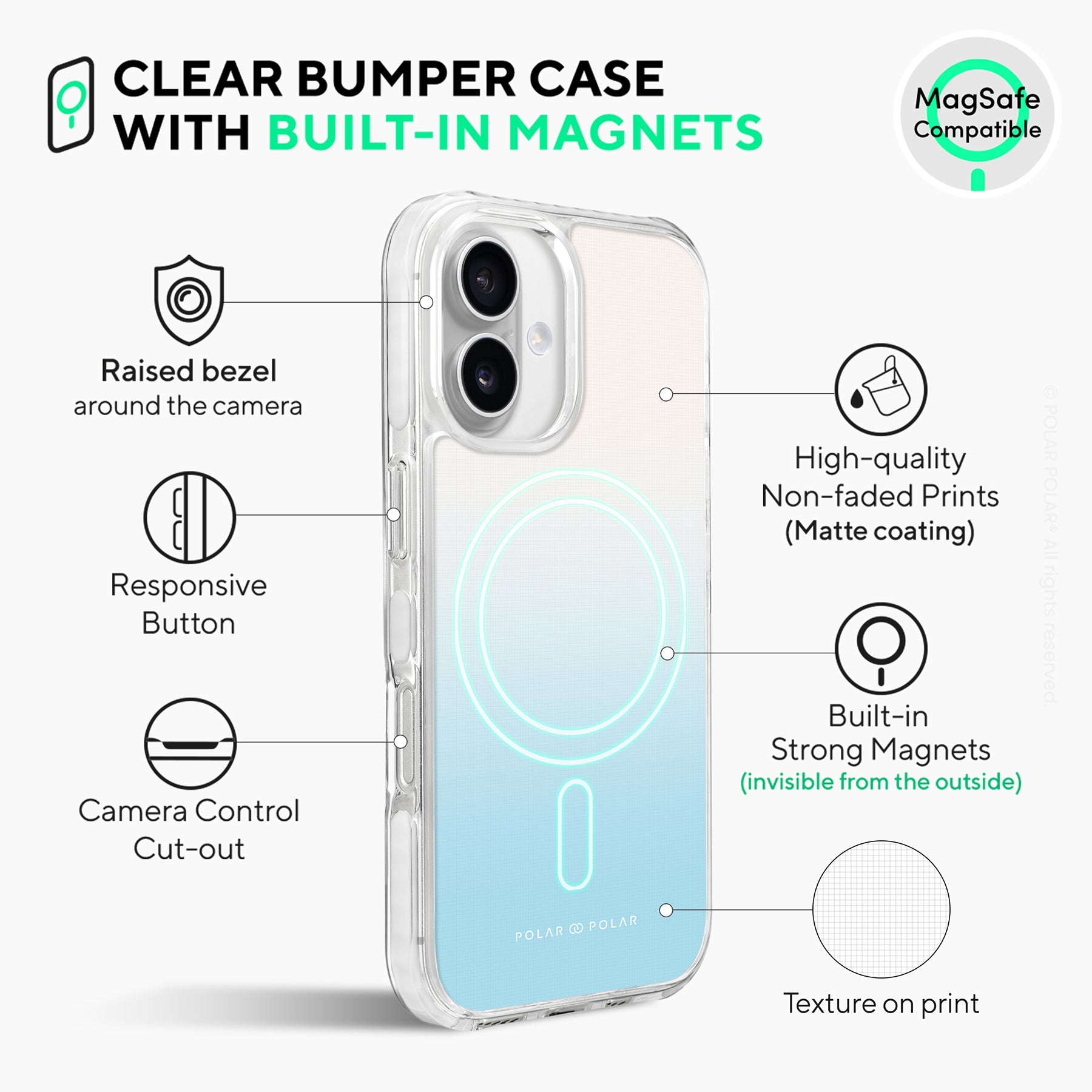 Iceberg Pastel - iPhone 16 Clear Bumper MagSafe Case