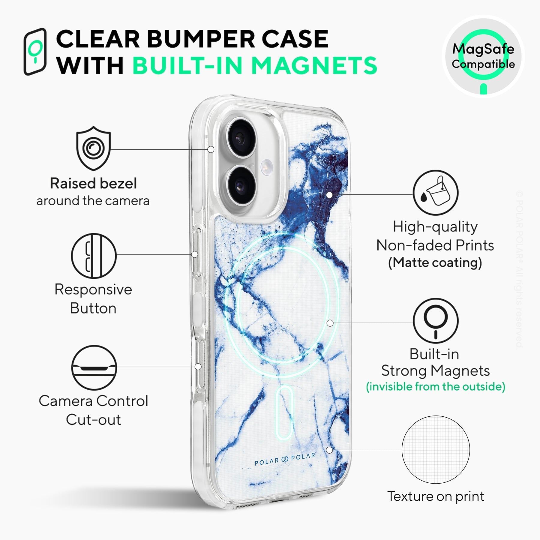 Indigo Vase - iPhone 16 Clear Bumper MagSafe Case