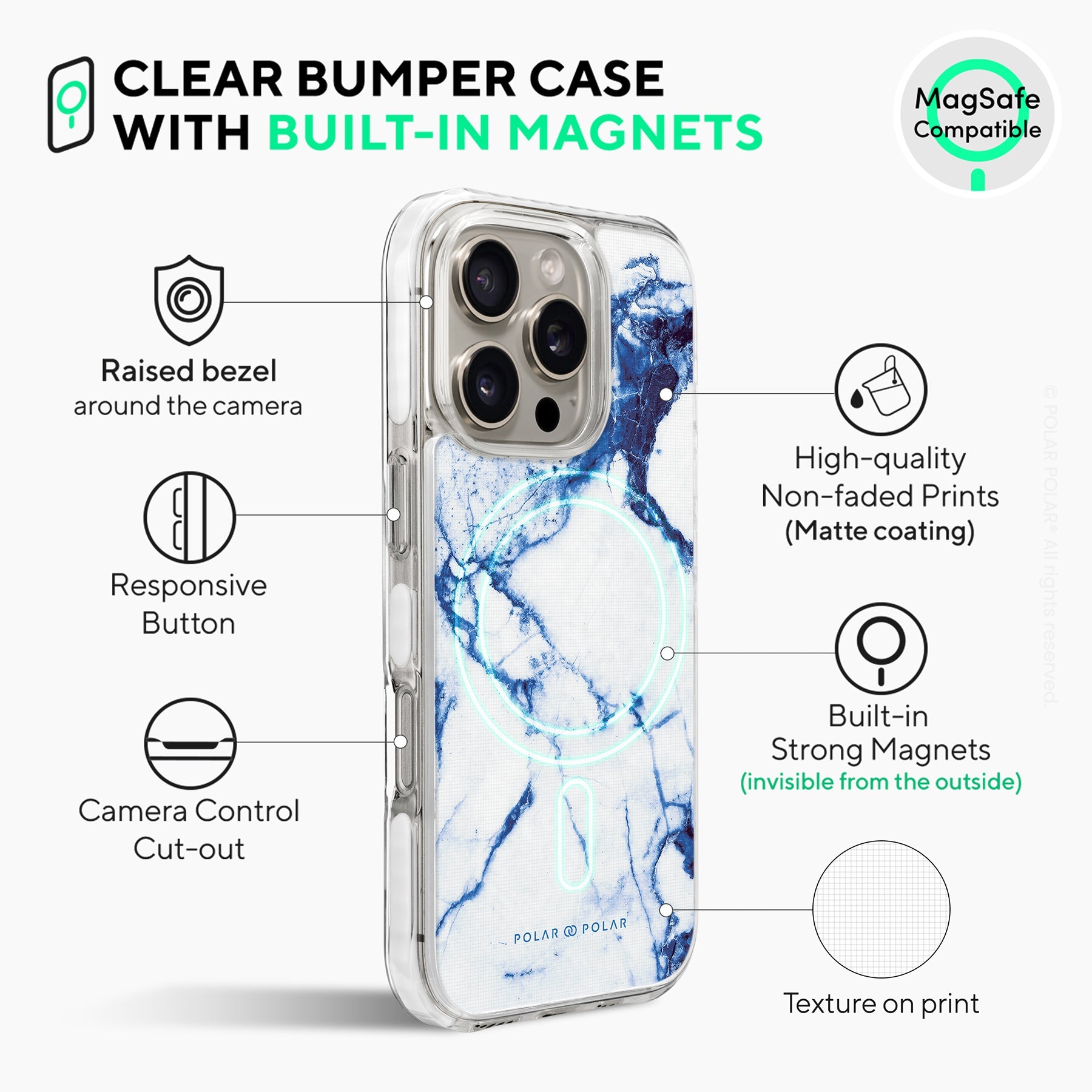 Indigo Vase - iPhone 16 Pro Max Clear Bumper MagSafe Case