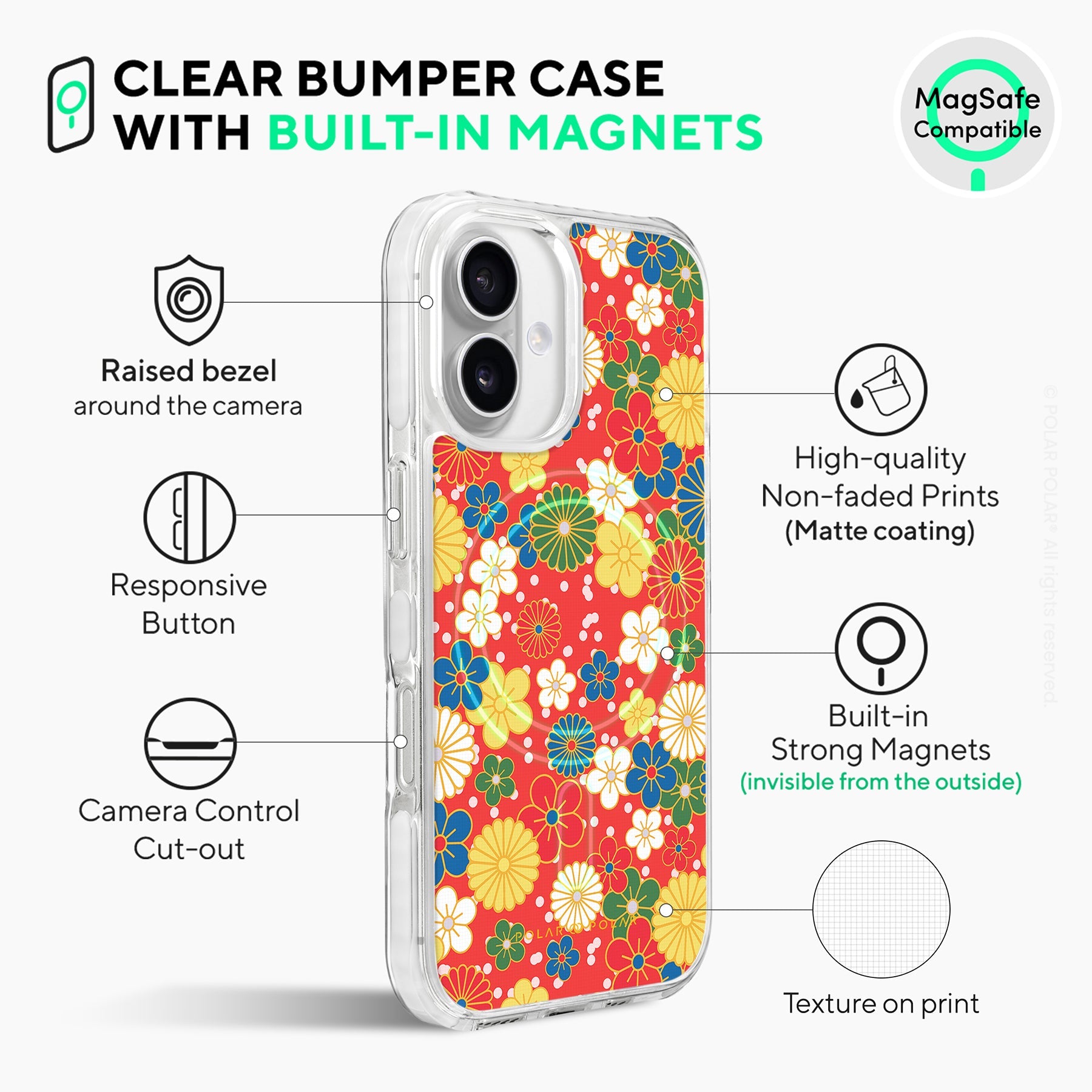 Japan Blossoms - iPhone 16 Plus Clear Bumper MagSafe Case