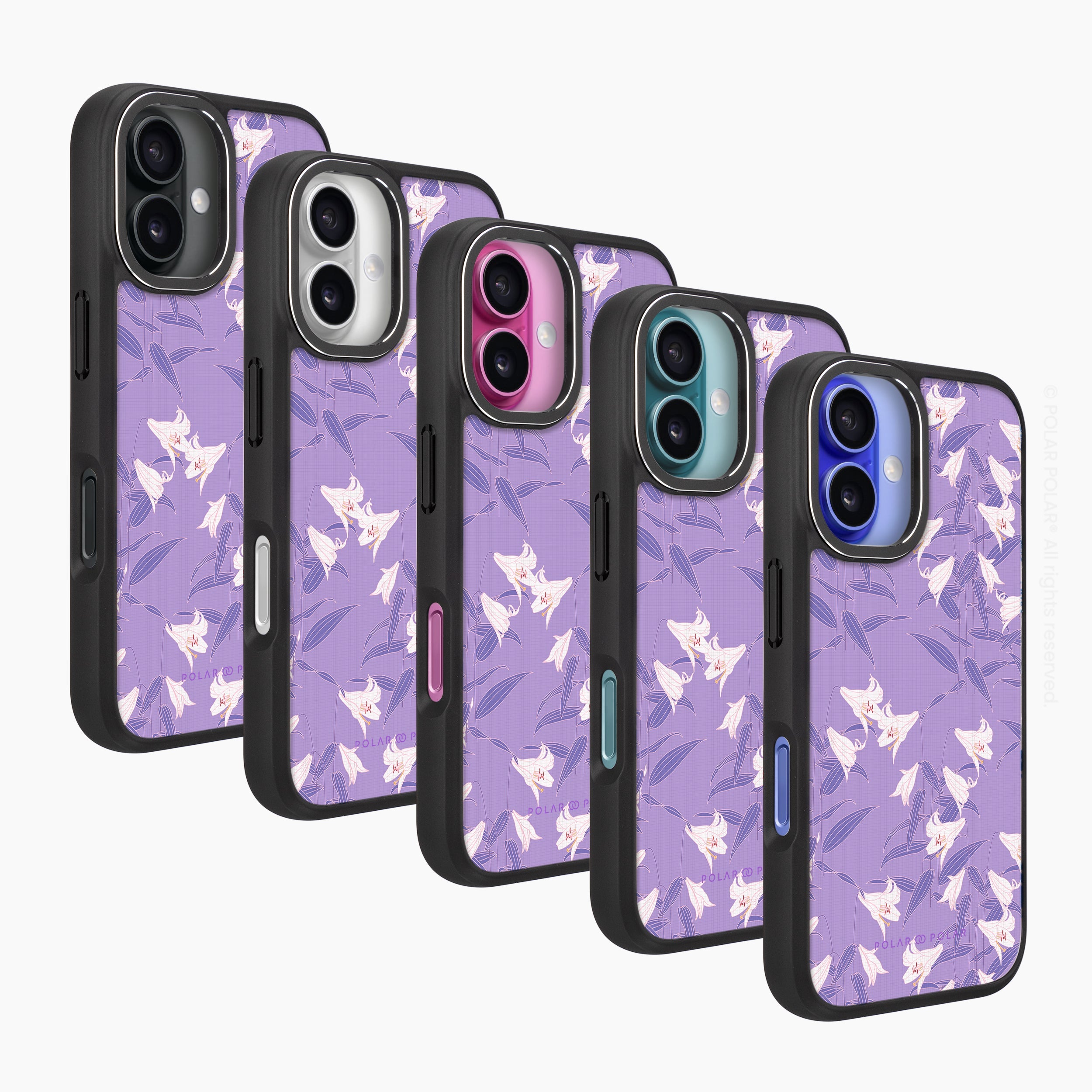 Lavender Lily - iPhone 16 Frosted Black Bumper MagSafe Case
