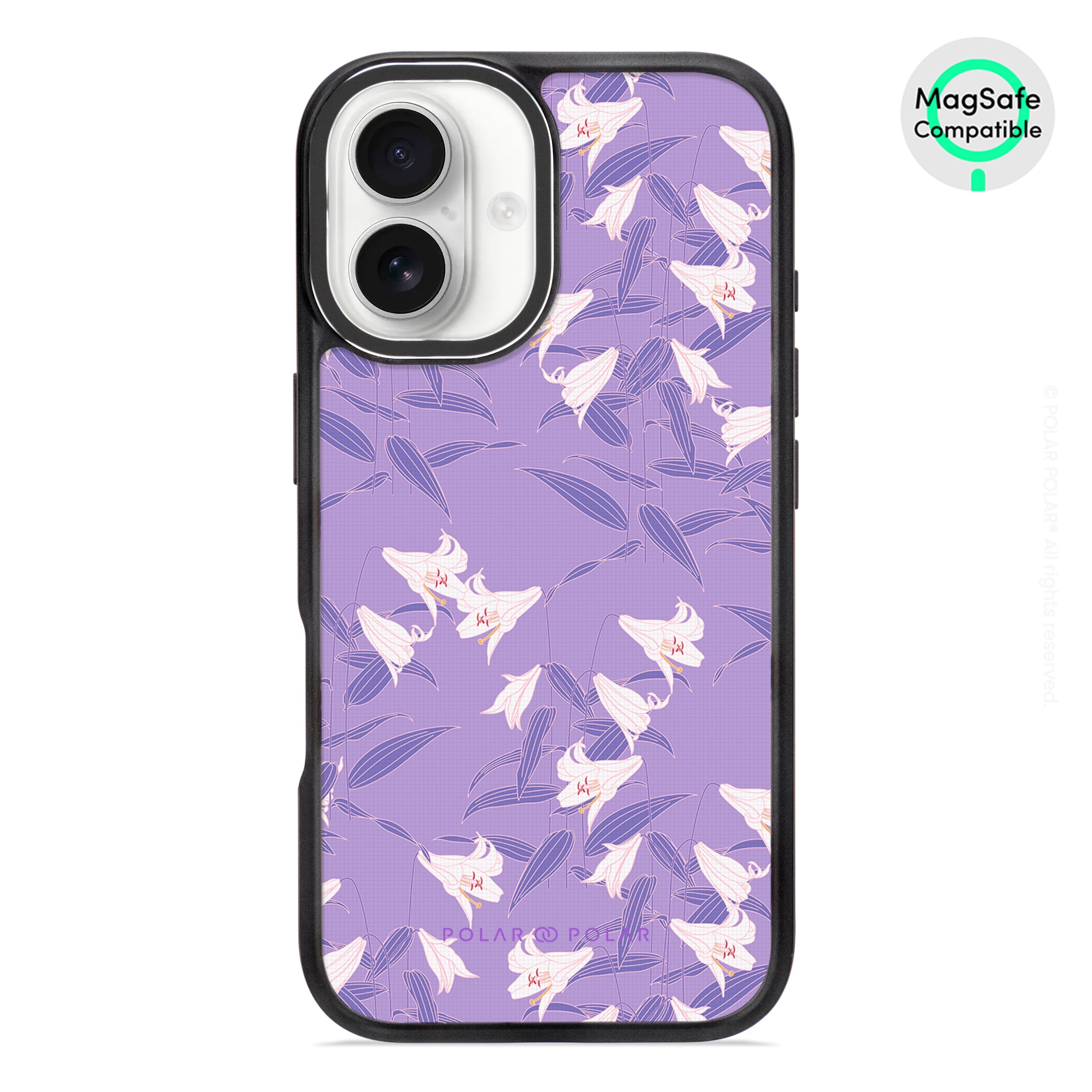 Lavender Lily - iPhone 16 Frosted Black Bumper MagSafe Case
