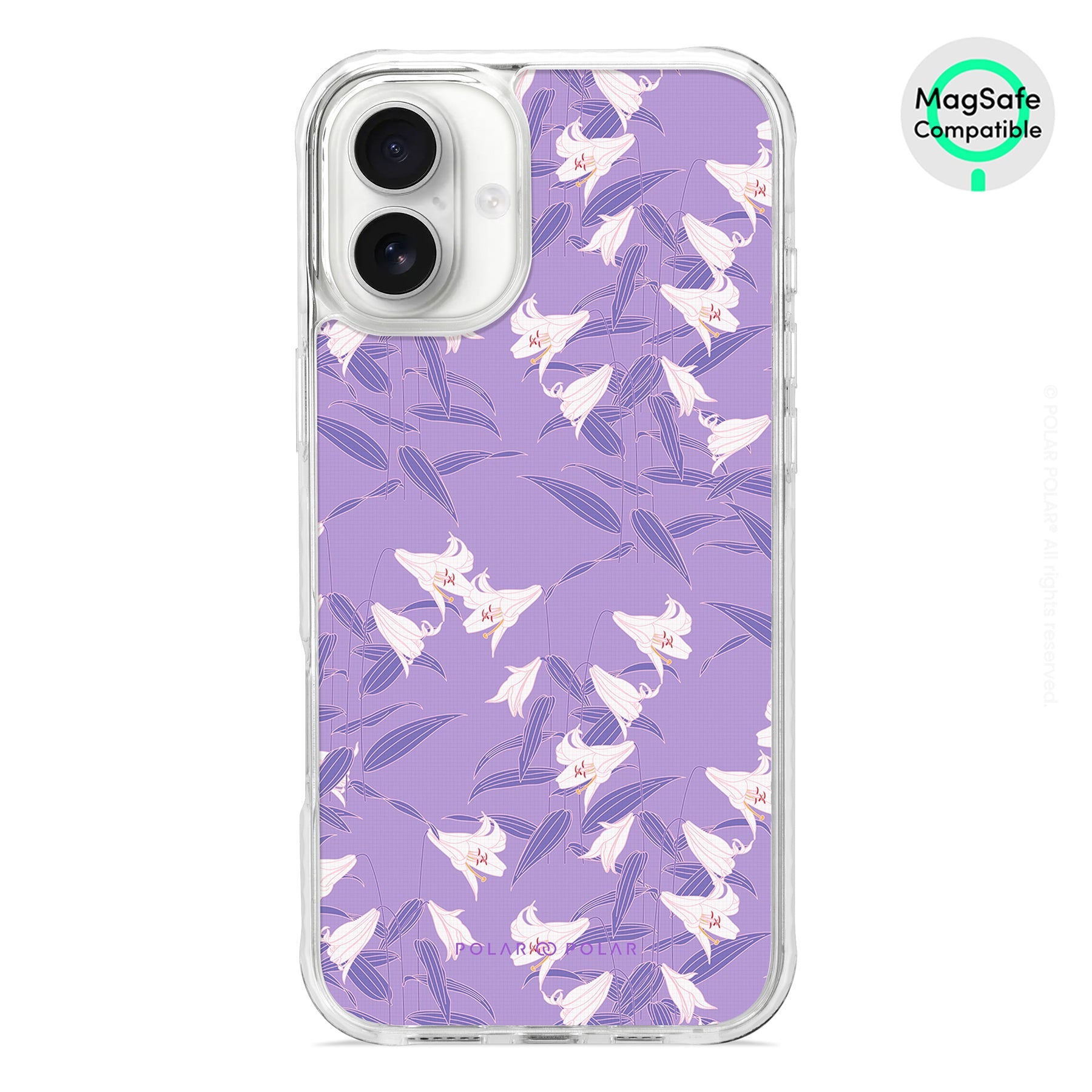 Lavender Lily - iPhone 16 Plus Clear Bumper MagSafe Case