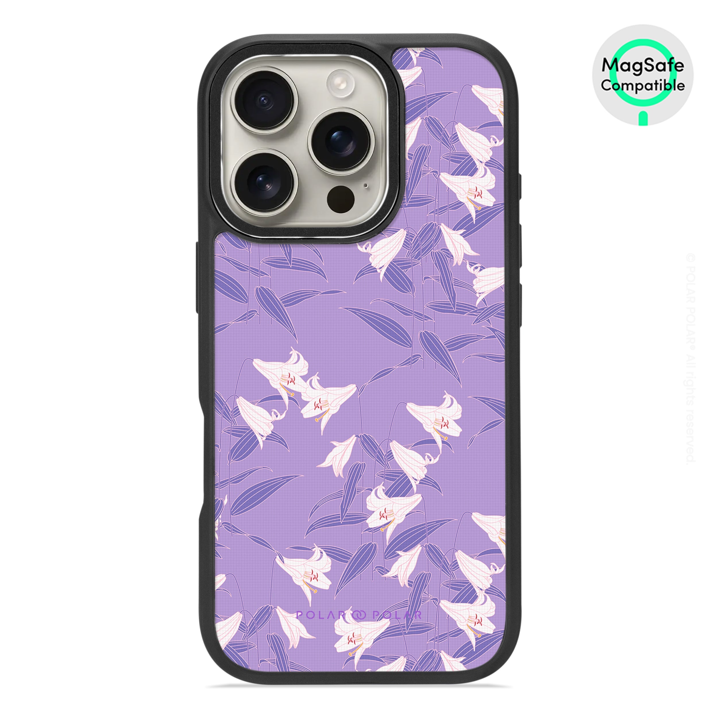 Lavender Lily - iPhone 16 Pro Frosted Black Bumper MagSafe Case