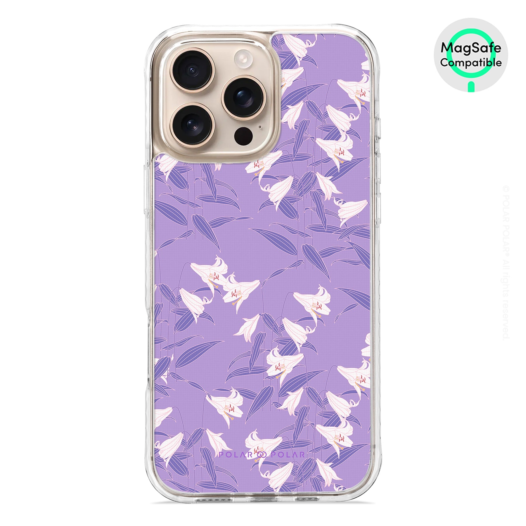 Lavender Lily - iPhone 16 Pro Max Clear Bumper MagSafe Case