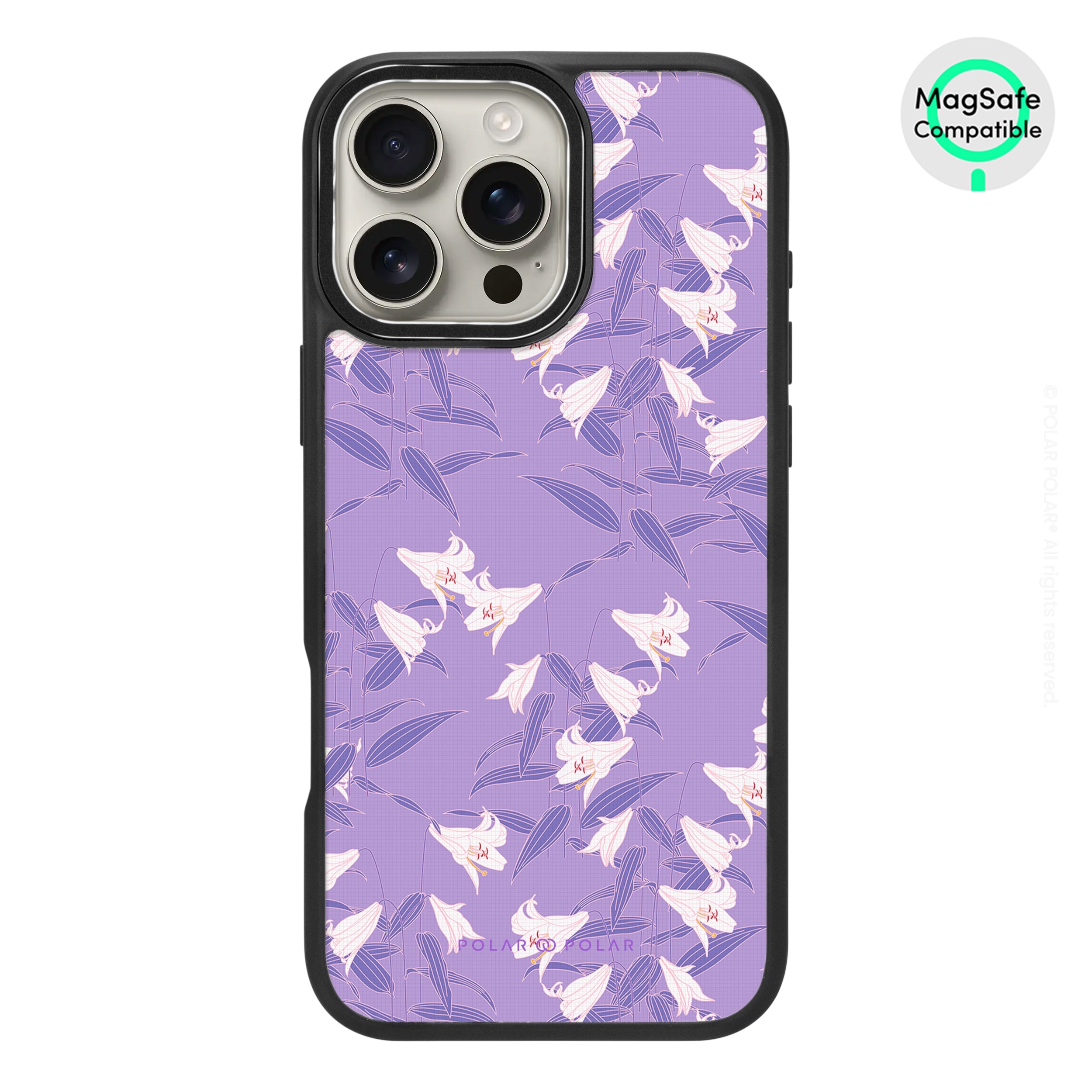 Lavender Lily - iPhone 16 Pro Max Frosted Black Bumper MagSafe Case