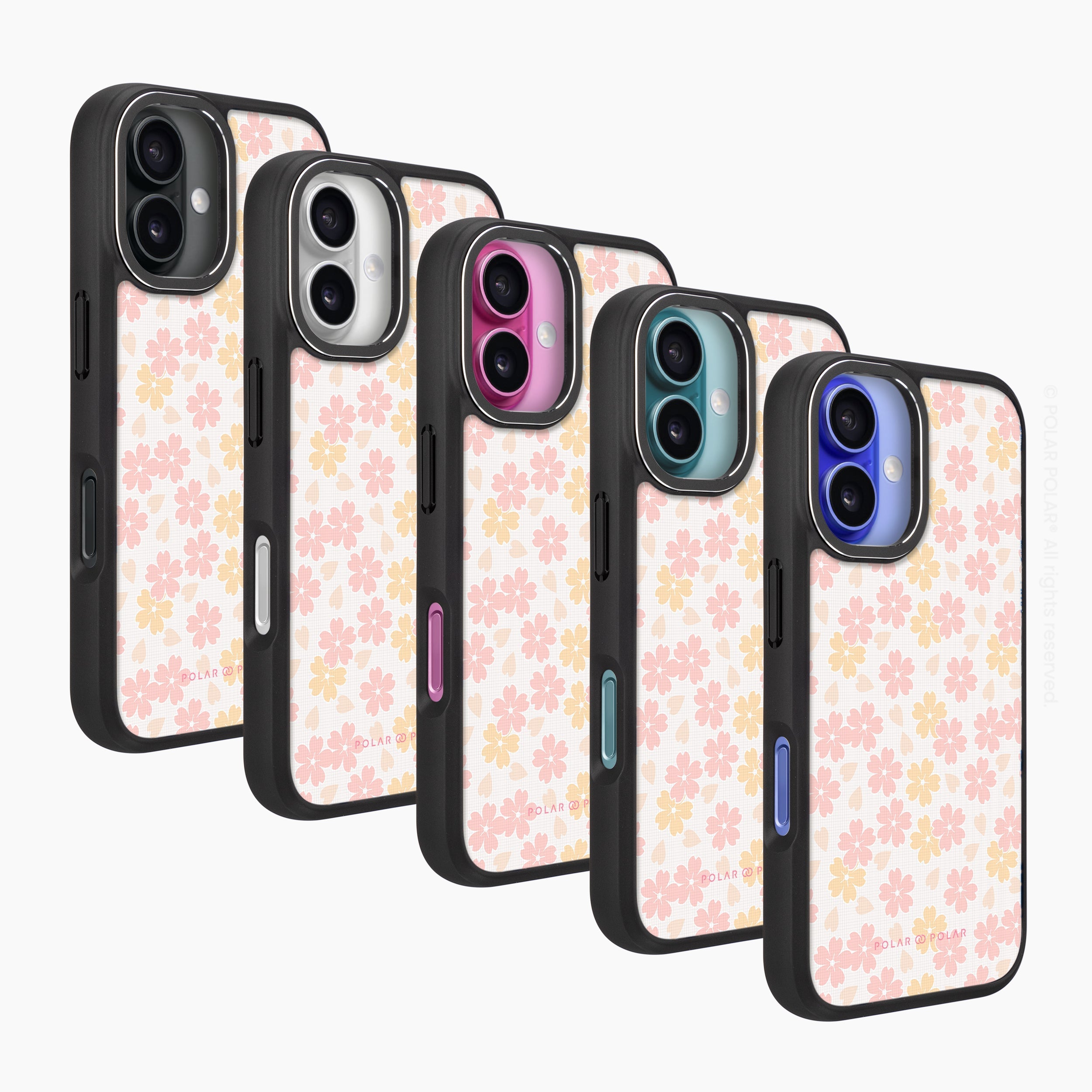 Light Pink Sakura - iPhone 16 Frosted Black Bumper MagSafe Case