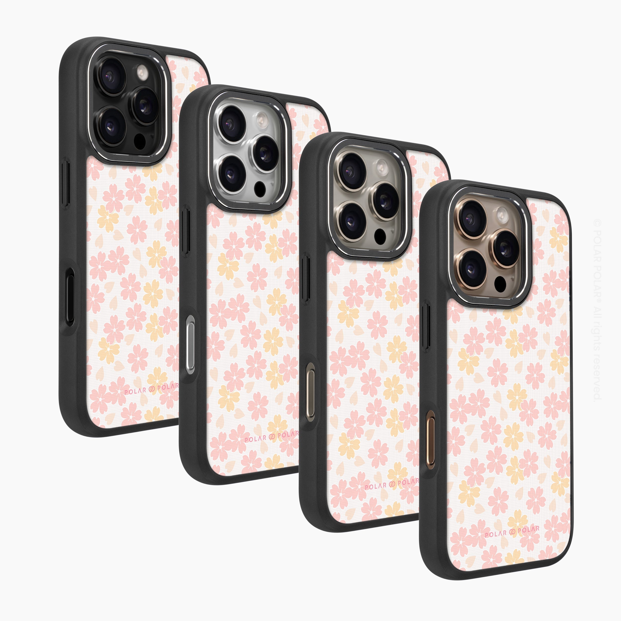 淺粉色櫻花 - iPhone 16 Pro 黑磨砂防摔 MagSafe 手機殼