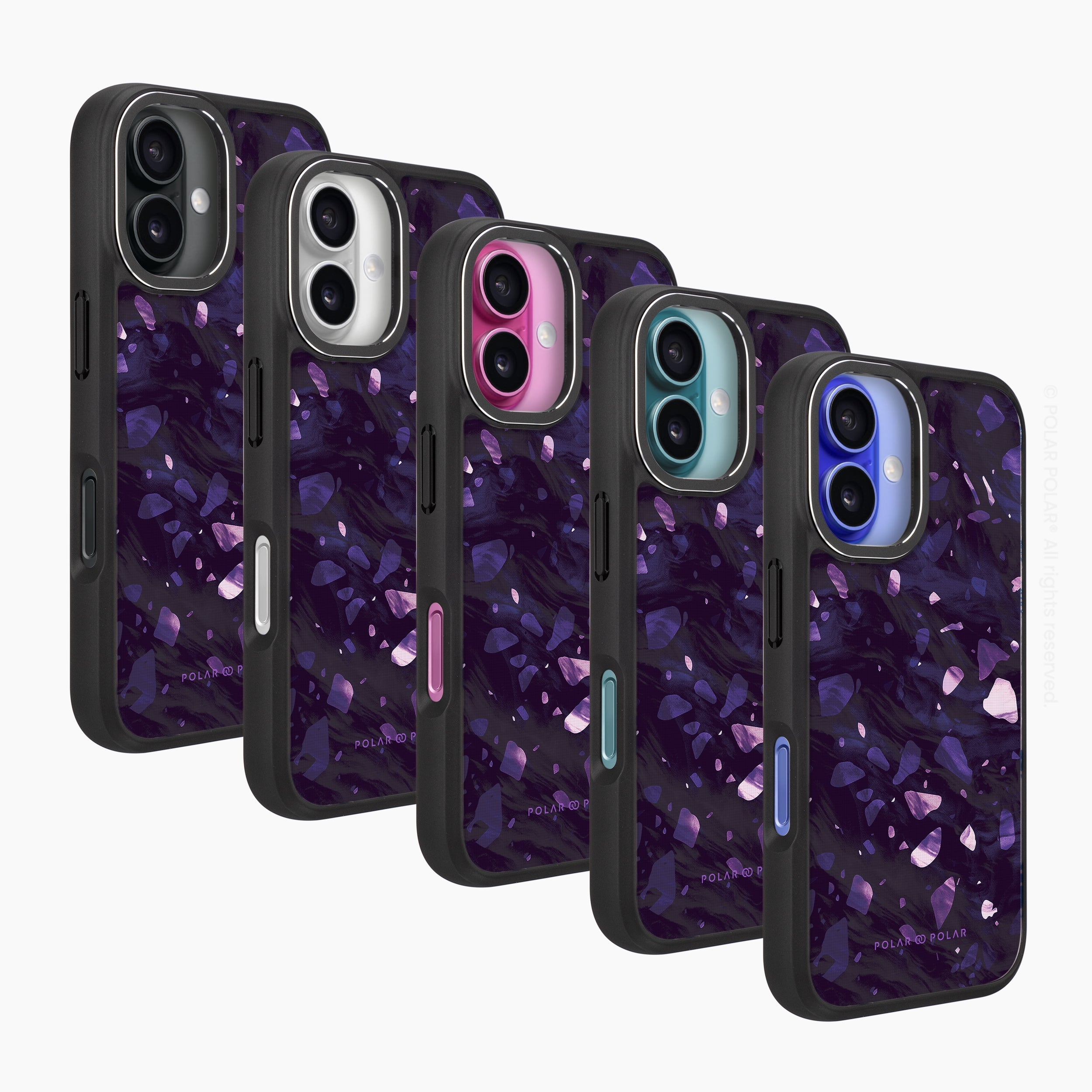 Lilac Terrazzo Gem - iPhone 16 Frosted Black Bumper MagSafe Case