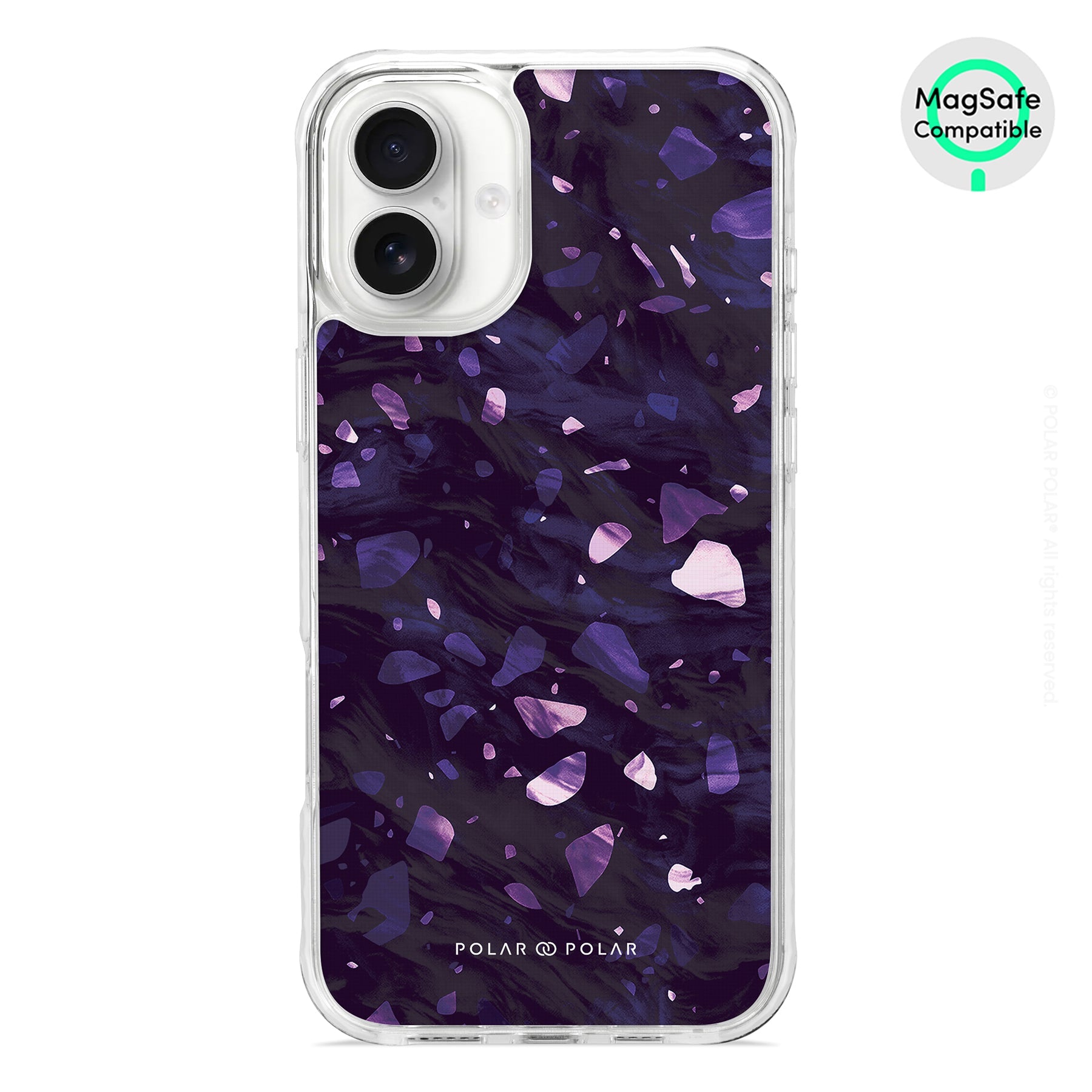 Lilac Terrazzo Gem - iPhone 16 Plus Clear Bumper MagSafe Case