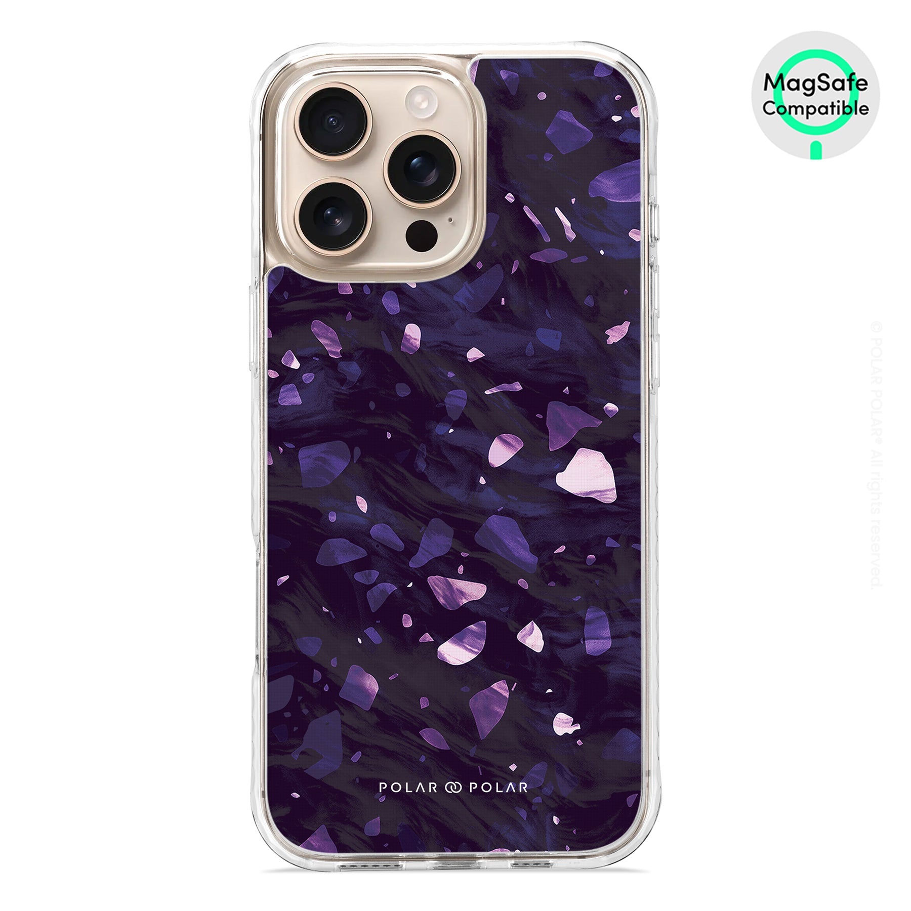 Lilac Terrazzo Gem - iPhone 16 Pro Max Clear Bumper MagSafe Case