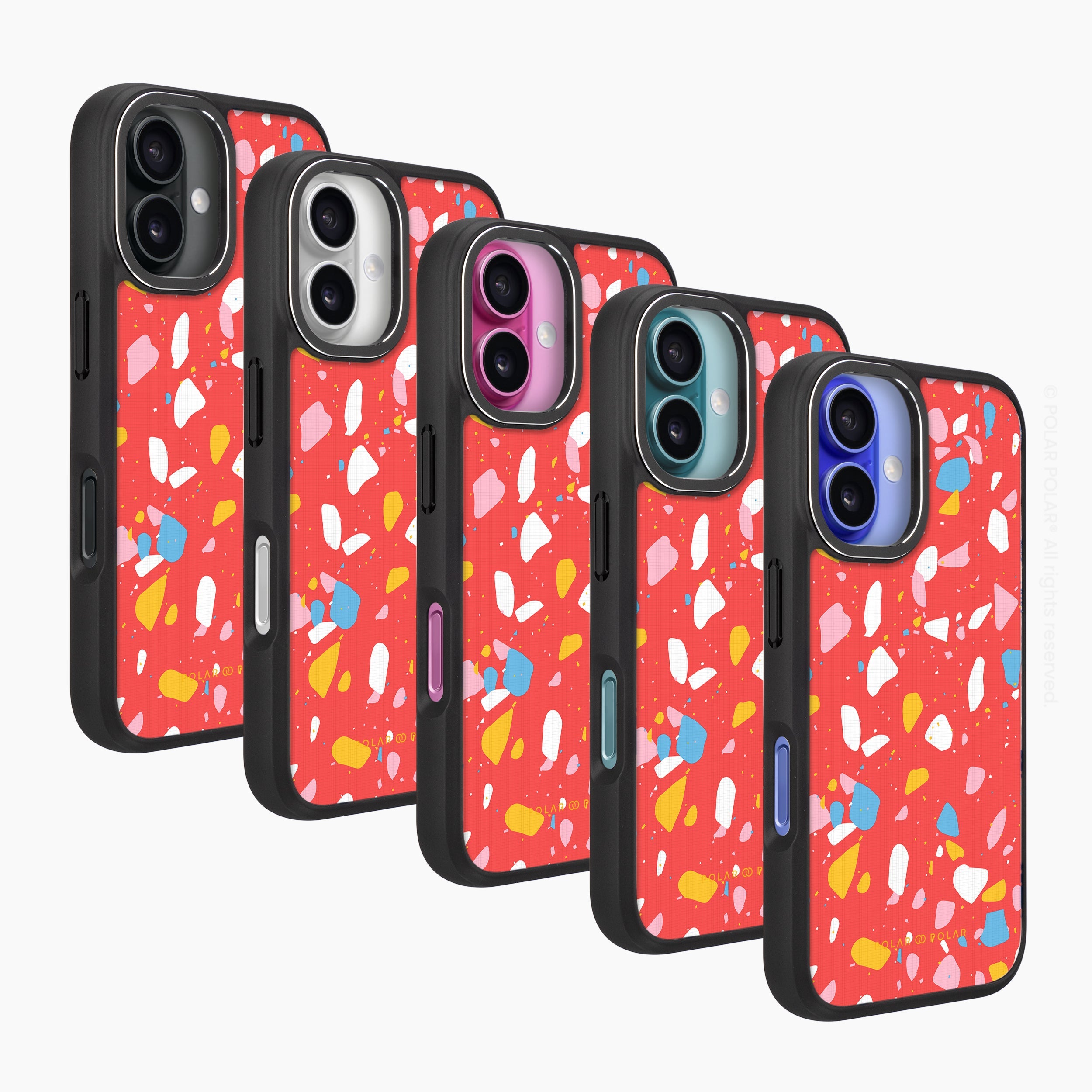 Living Coral Terrazzo - iPhone 16 Frosted Black Bumper MagSafe Case