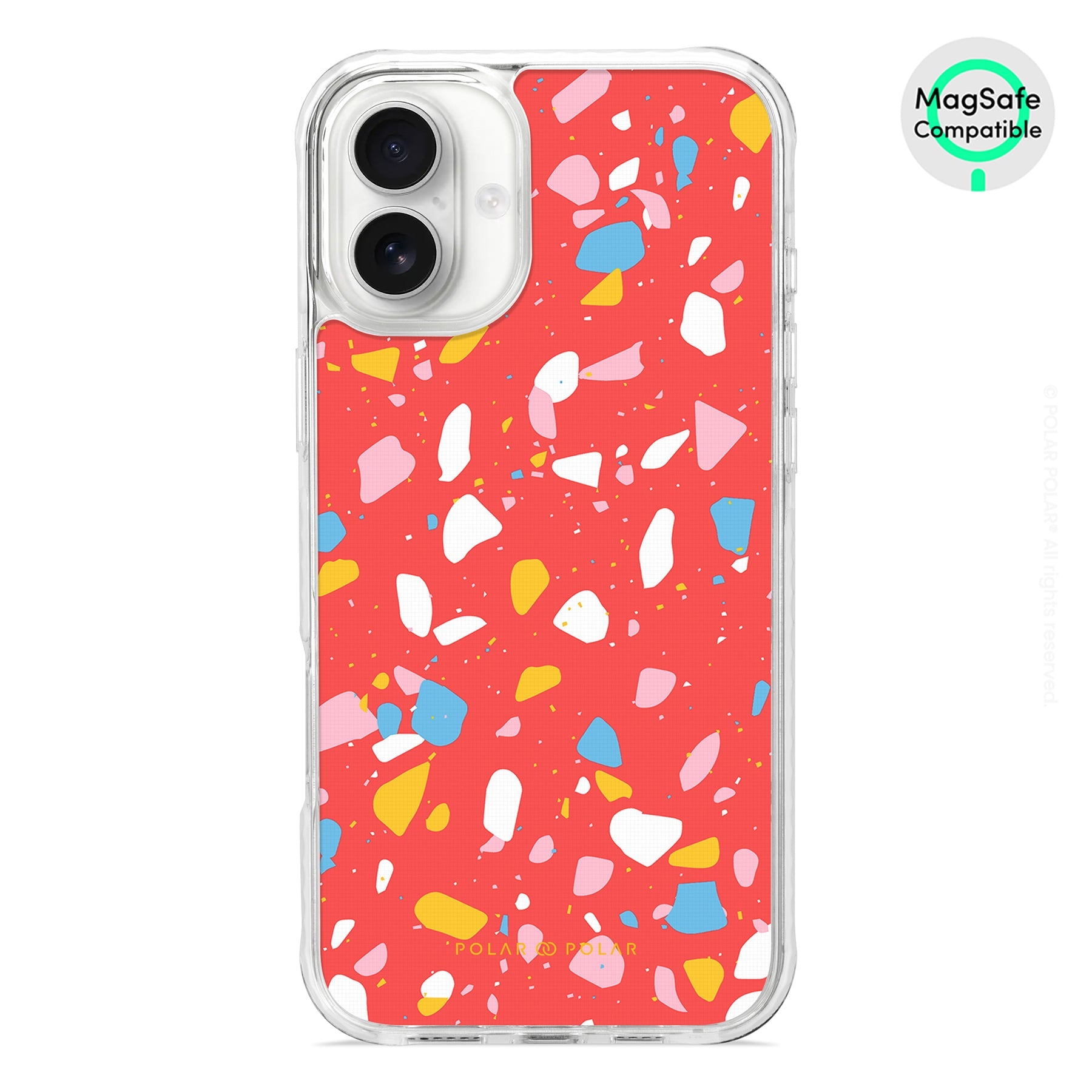 Living Coral Terrazzo - iPhone 16 Plus Clear Bumper MagSafe Case