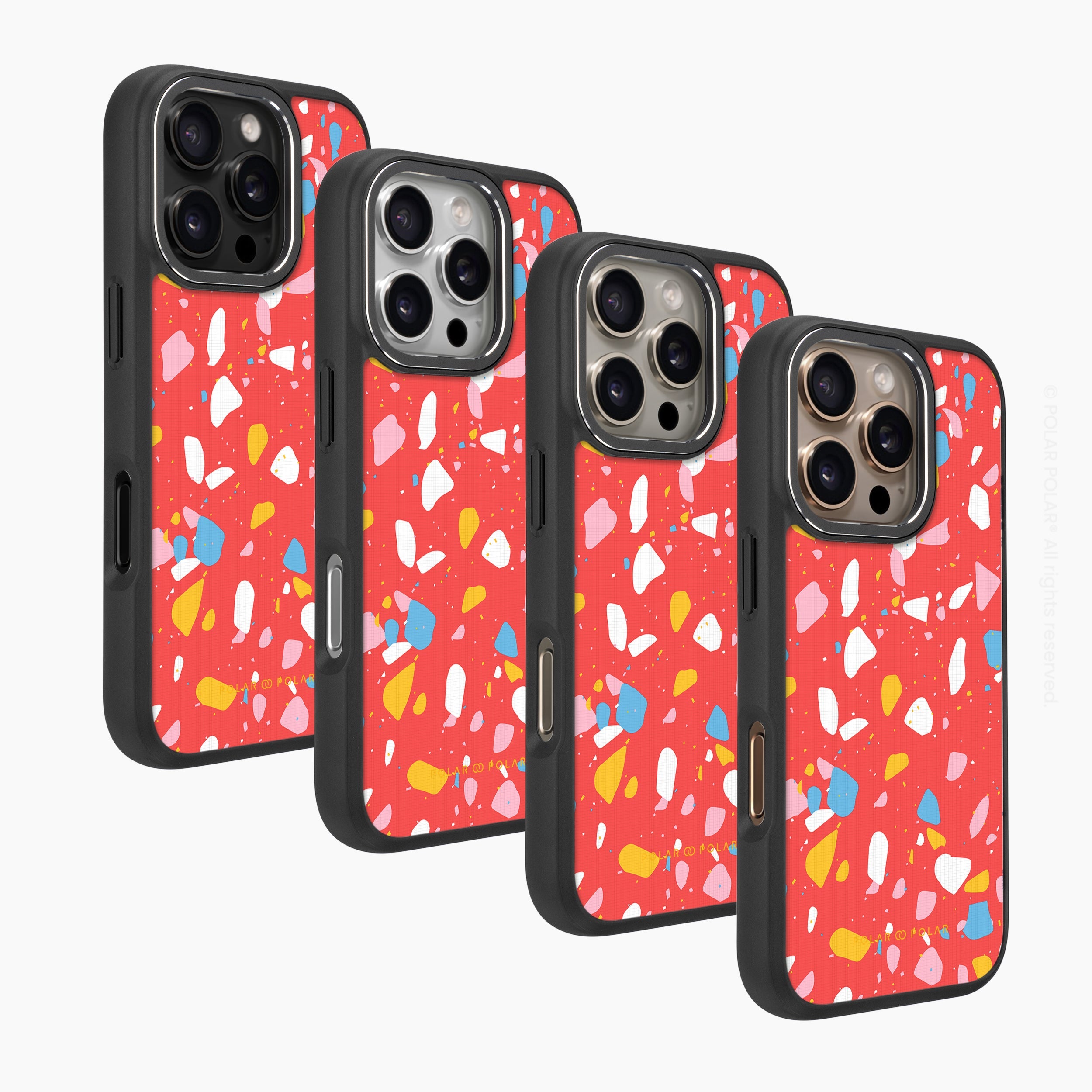 珊瑚紅水磨石 - iPhone 16 Pro 黑磨砂防摔 MagSafe 手機殼