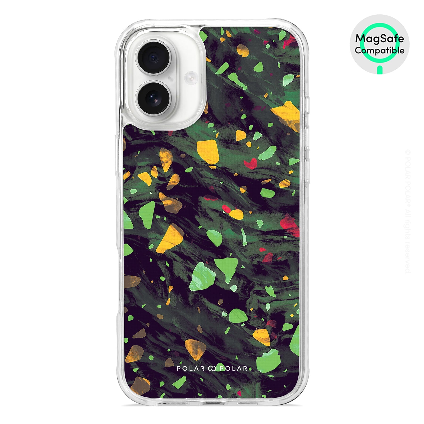 Malachite Terrazzo Gem - iPhone 16 Plus Clear Bumper MagSafe Case
