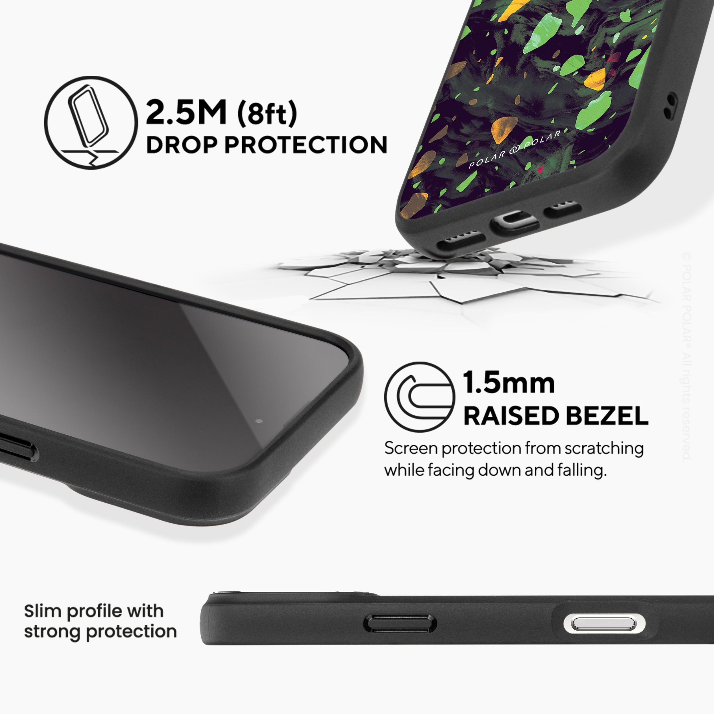 Malachite Terrazzo Gem - iPhone 16 Pro Max Frosted Black Bumper MagSafe Case