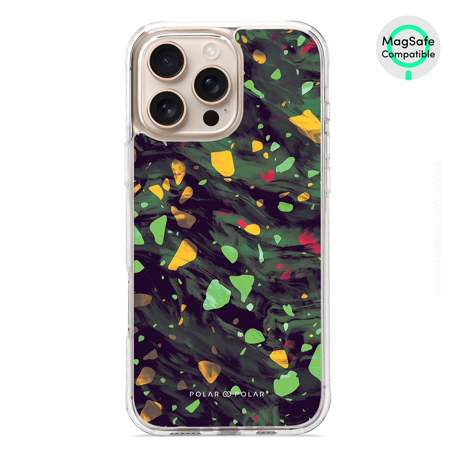 Malachite Terrazzo Gem - iPhone 16 Pro Max Clear Bumper MagSafe Case